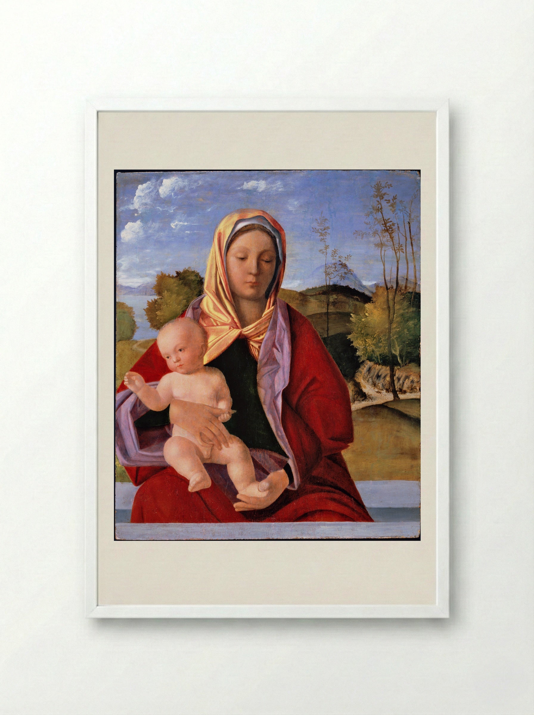 Madonna and Child - Giovanni Bellini - Framed Print White