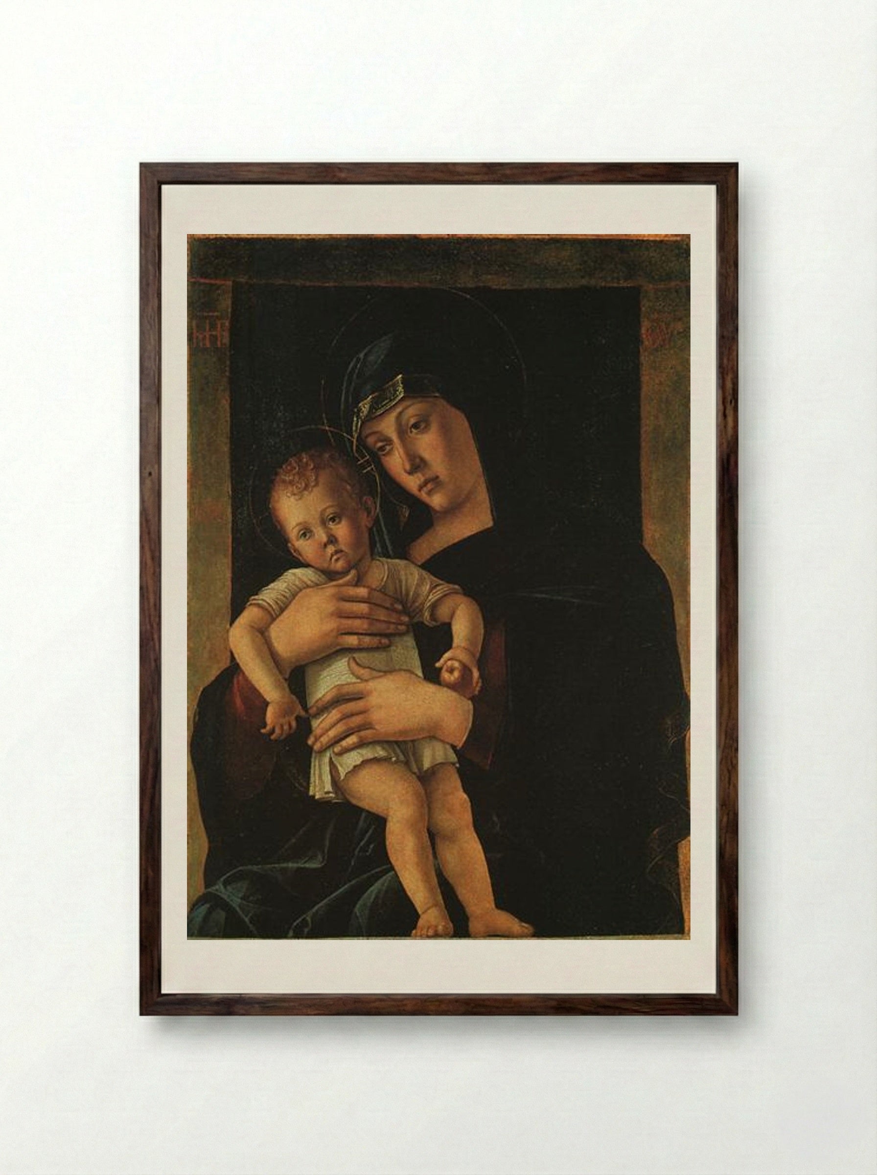 Greek Madonna - Giovanni Bellini - Framed Print Dark Wood