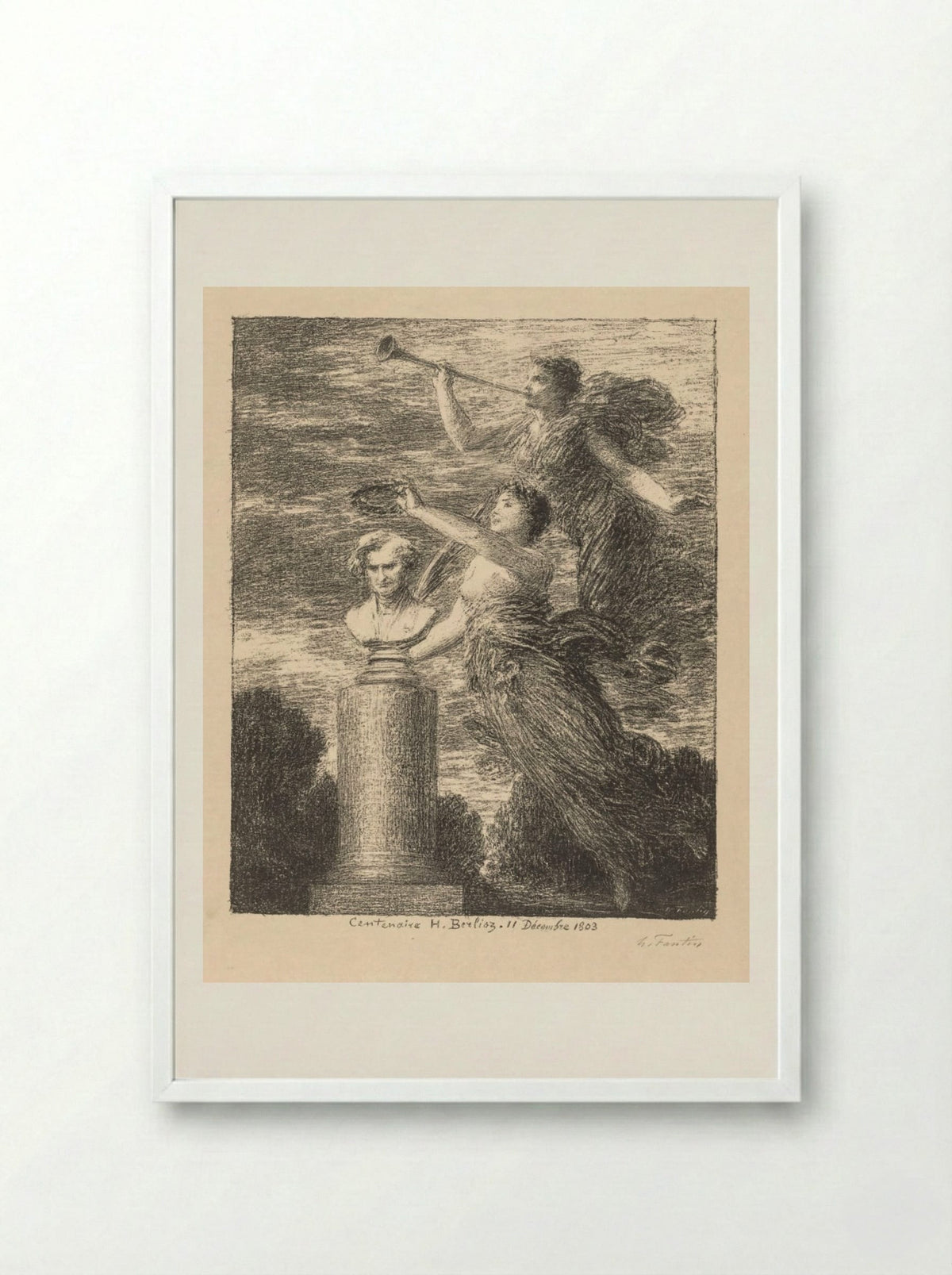 Centenary of Hector Berlioz - Henri Fantin-Latour - Framed Print White