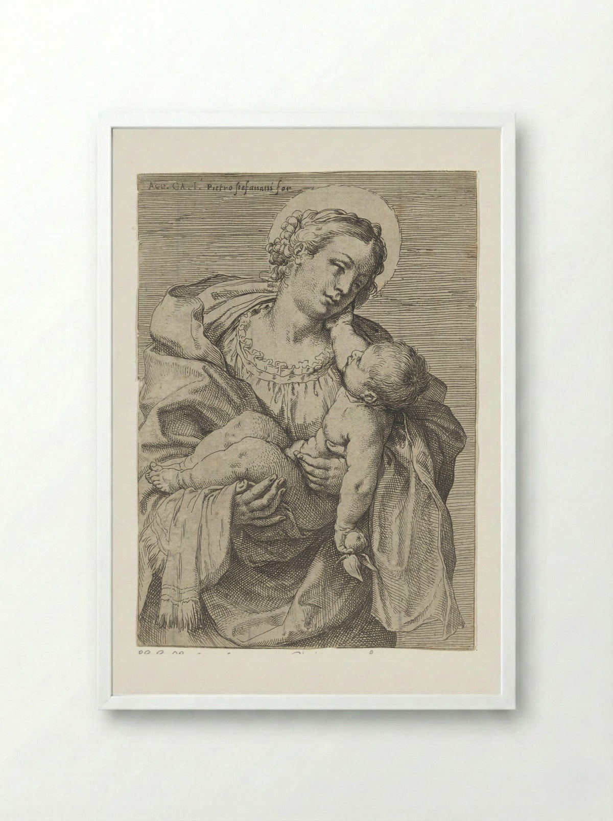Madonna and Child - Annibale Carracci - Framed Print White