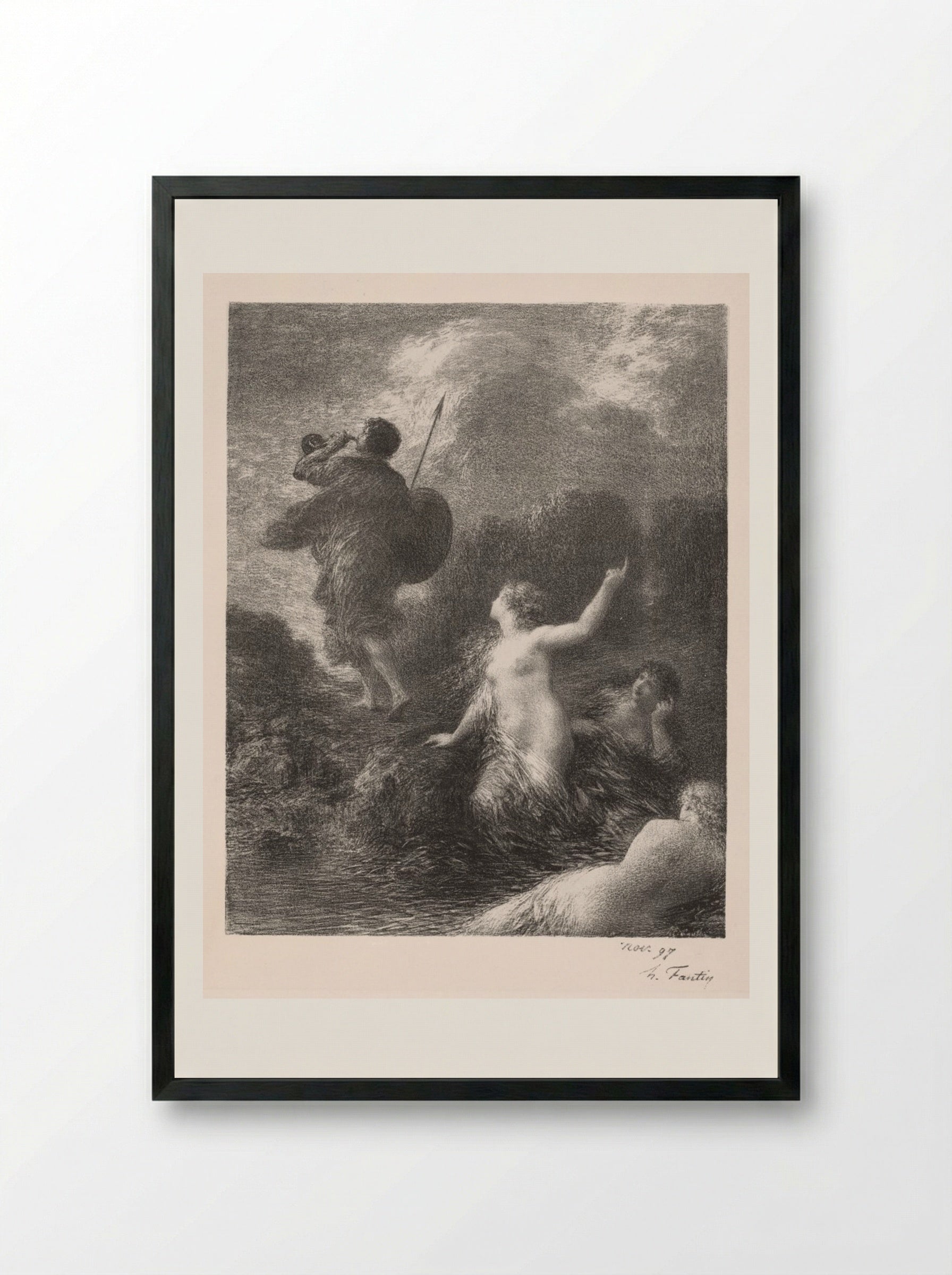 Twilight of the Gods: Siegfried and the Rhine Maidens - Henri Fantin-Latour - Framed Print Black