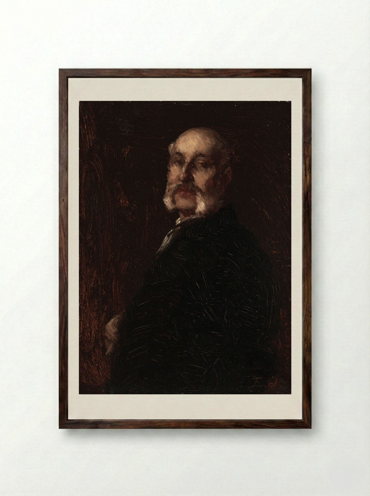 Portrait of Franklin H. Delano - Eastman Johnson - Framed Print Dark Wood