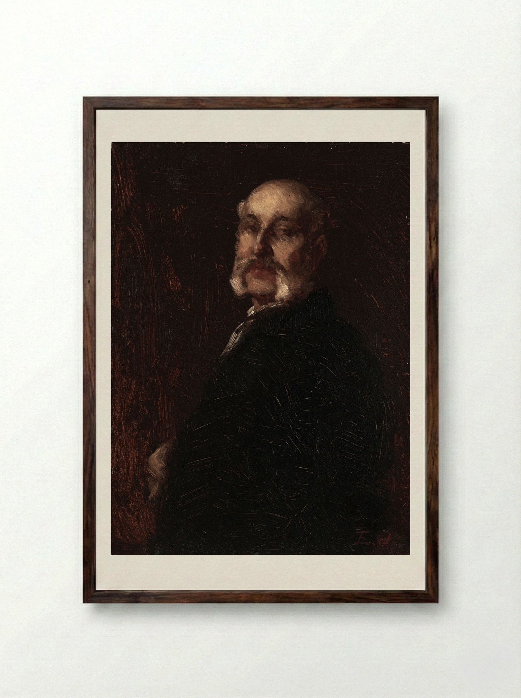 Portrait of Franklin H. Delano - Eastman Johnson - Framed Print Dark Wood