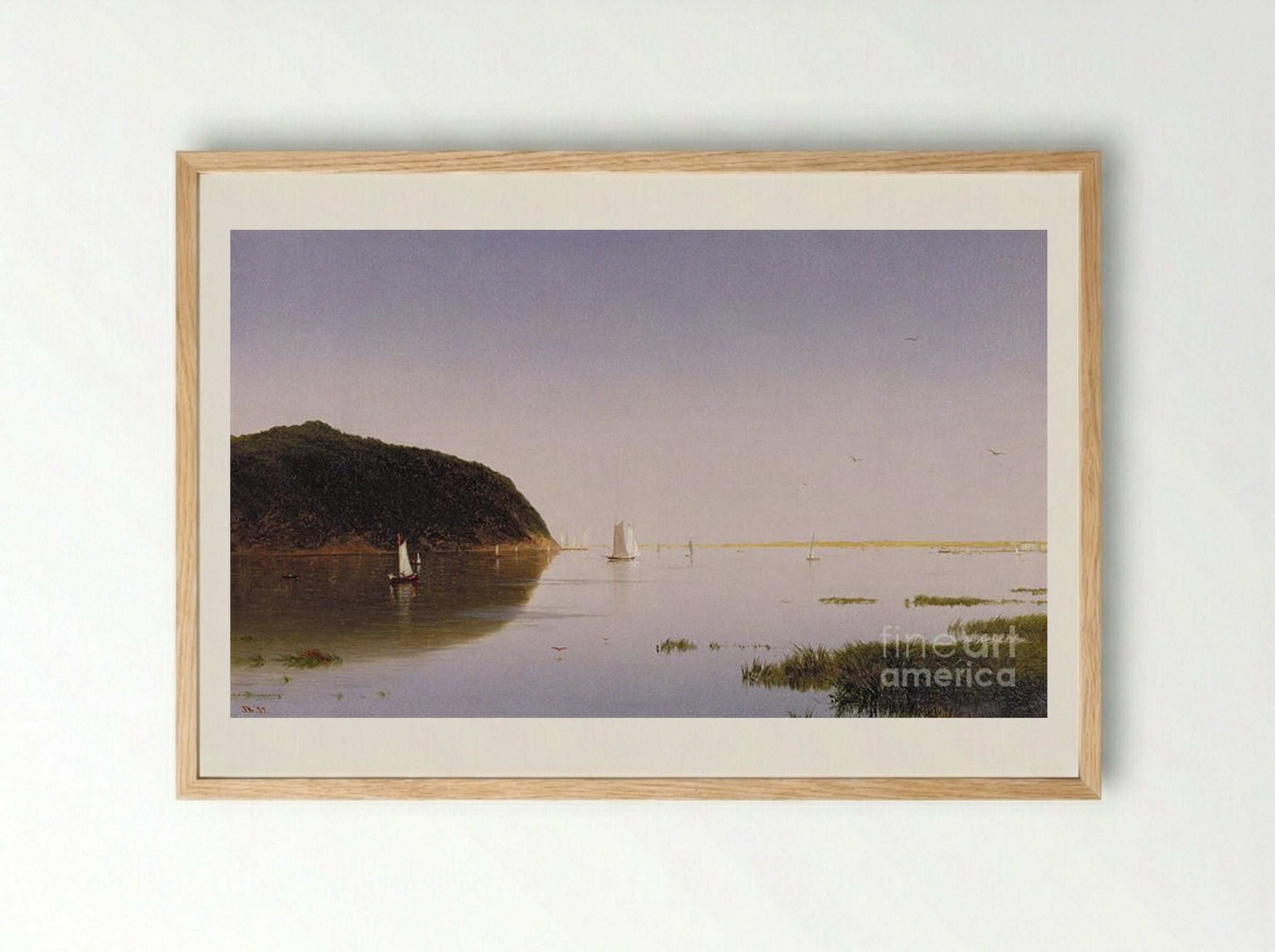 View of the Shrewsbury River, New Jersey - John Frederick Kensett - Framed Print Wood
