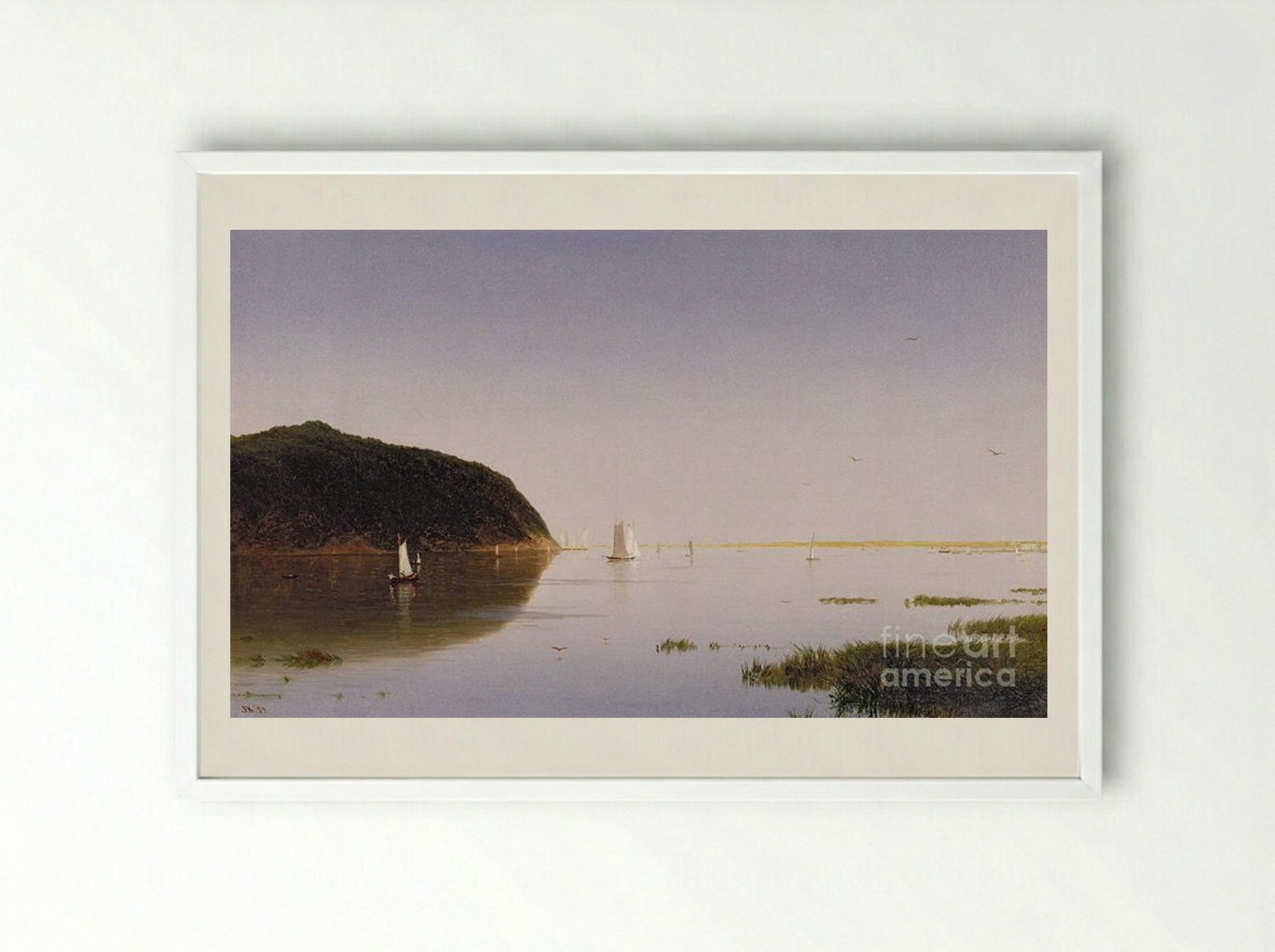 View of the Shrewsbury River, New Jersey - John Frederick Kensett - Framed Print White