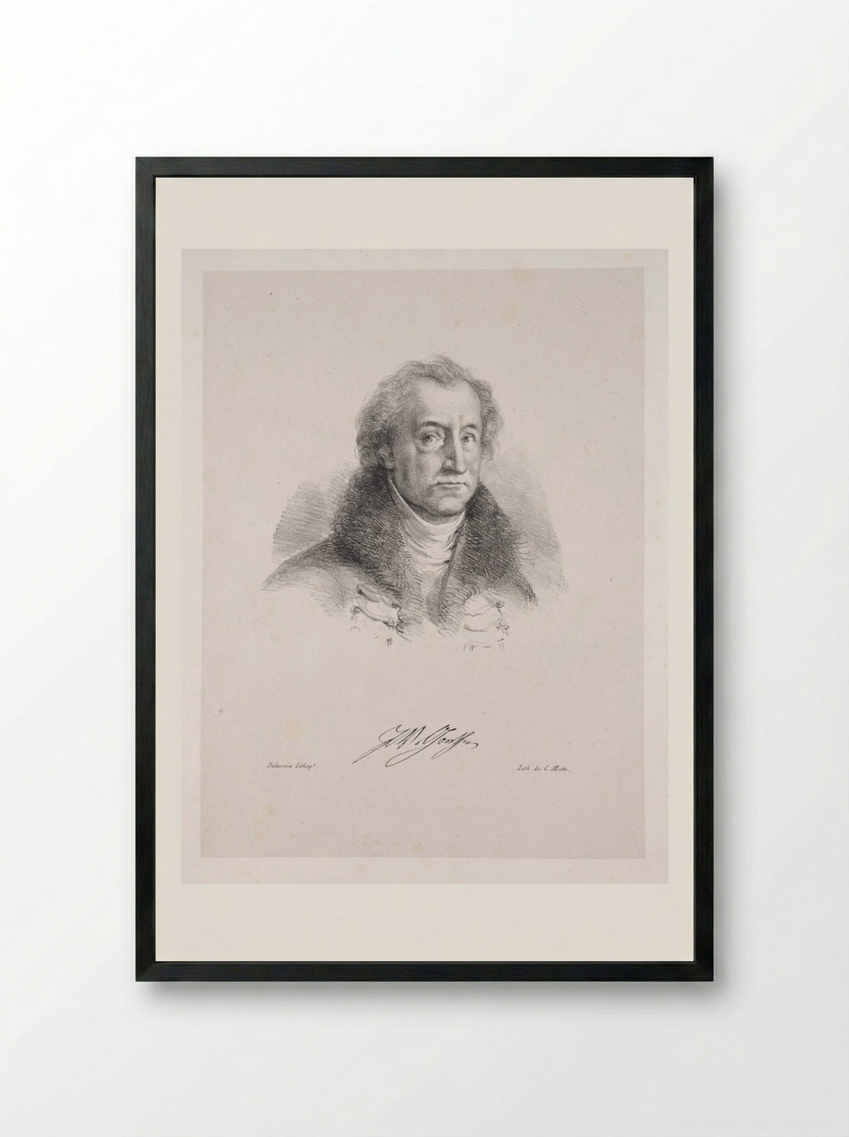 Portrait of Johann Wolfgang von Goethe - Eugène Delacroix - Framed Print Black