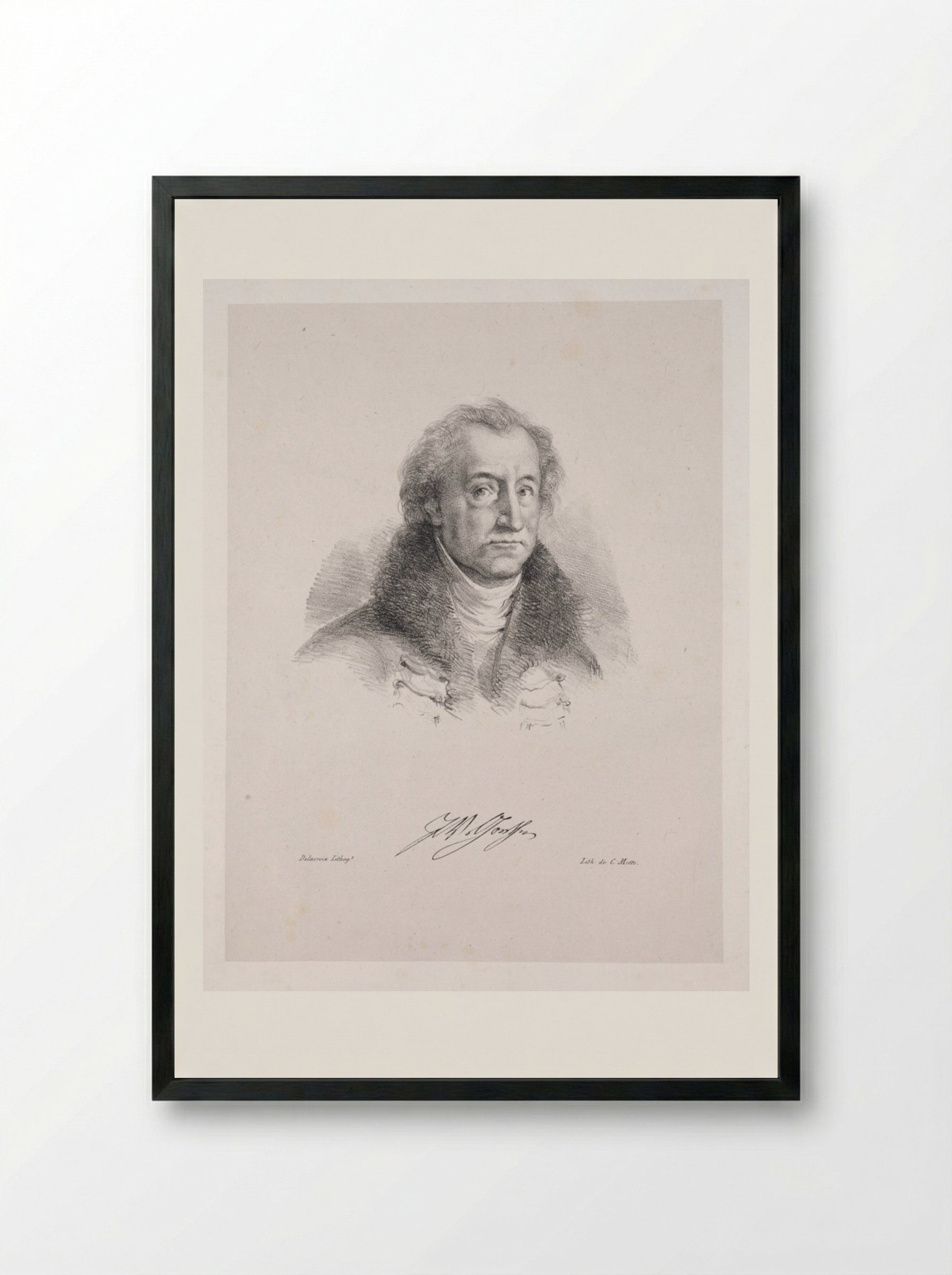 Portrait of Johann Wolfgang von Goethe - Eugène Delacroix - Framed Print Black