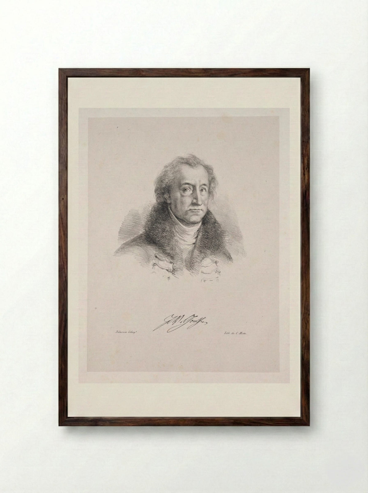 Portrait of Johann Wolfgang von Goethe - Eugène Delacroix - Framed Print Dark Wood