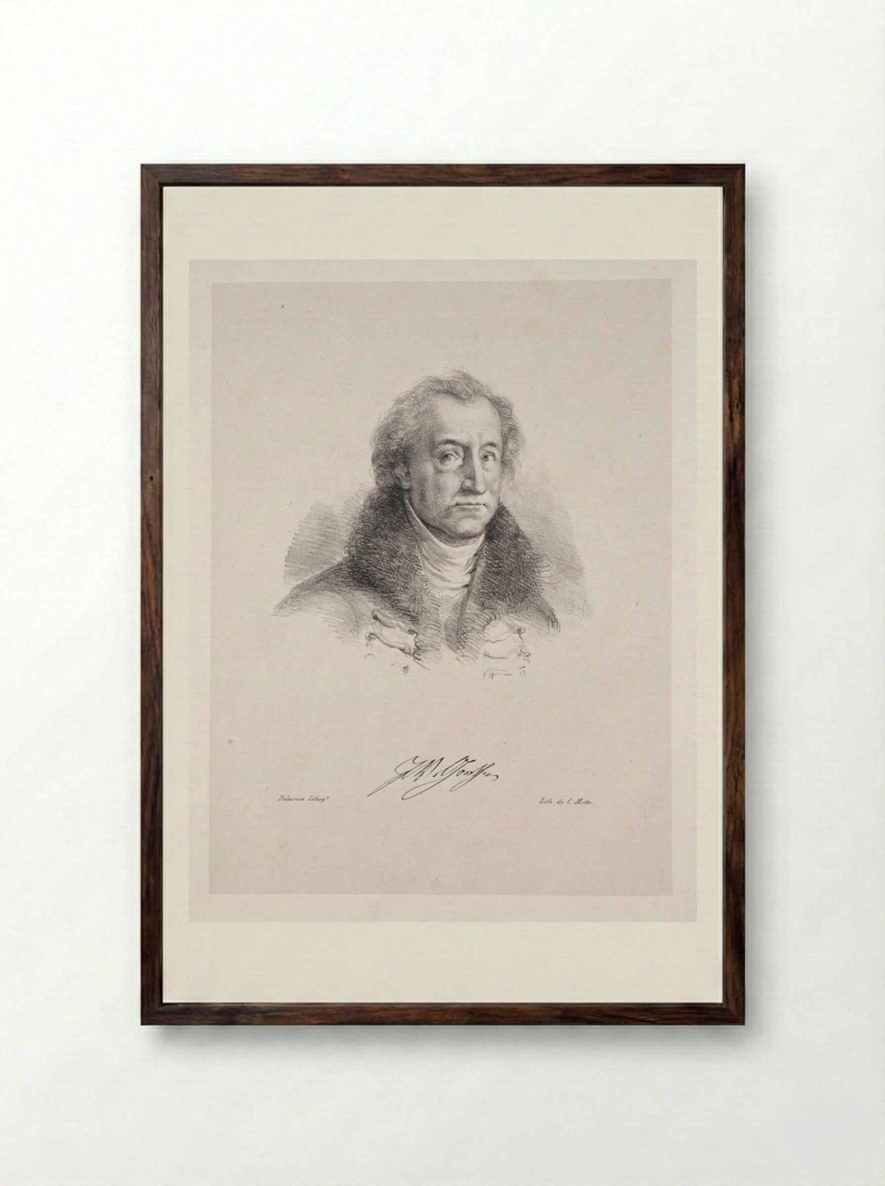 Portrait of Johann Wolfgang von Goethe - Eugène Delacroix - Framed Print Dark Wood