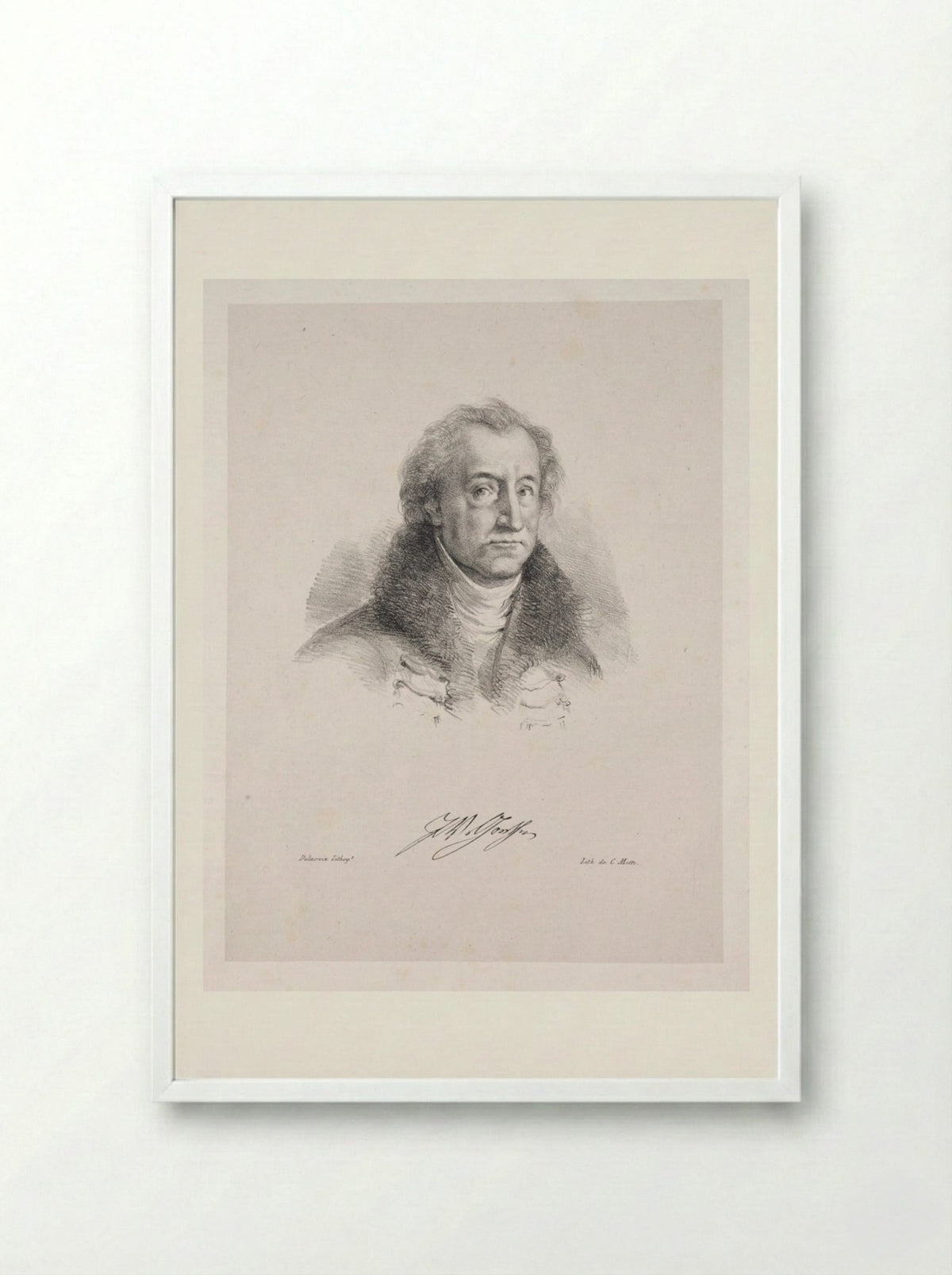 Portrait of Johann Wolfgang von Goethe - Eugène Delacroix - Framed Print White