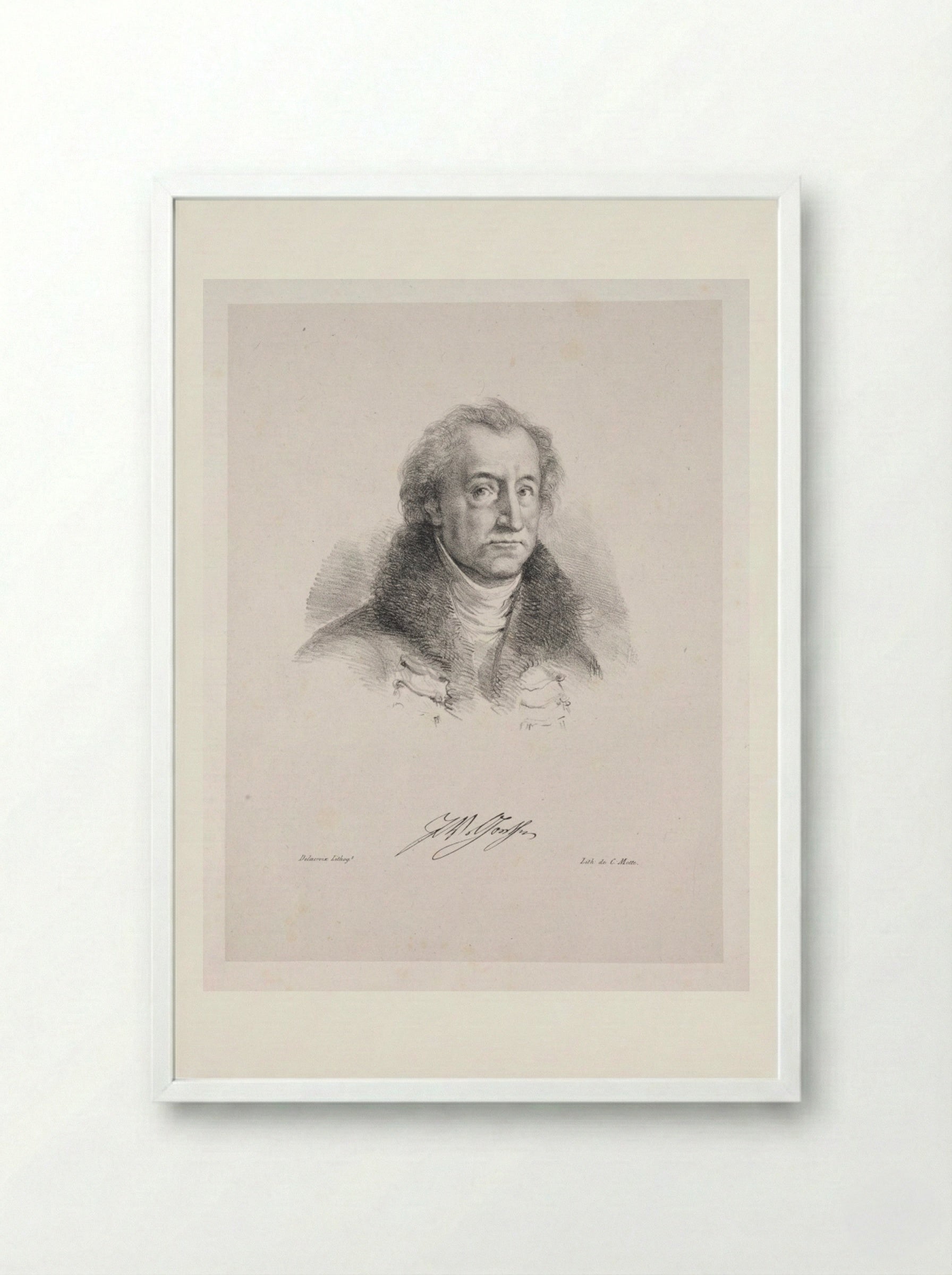 Portrait of Johann Wolfgang von Goethe - Eugène Delacroix - Framed Print White