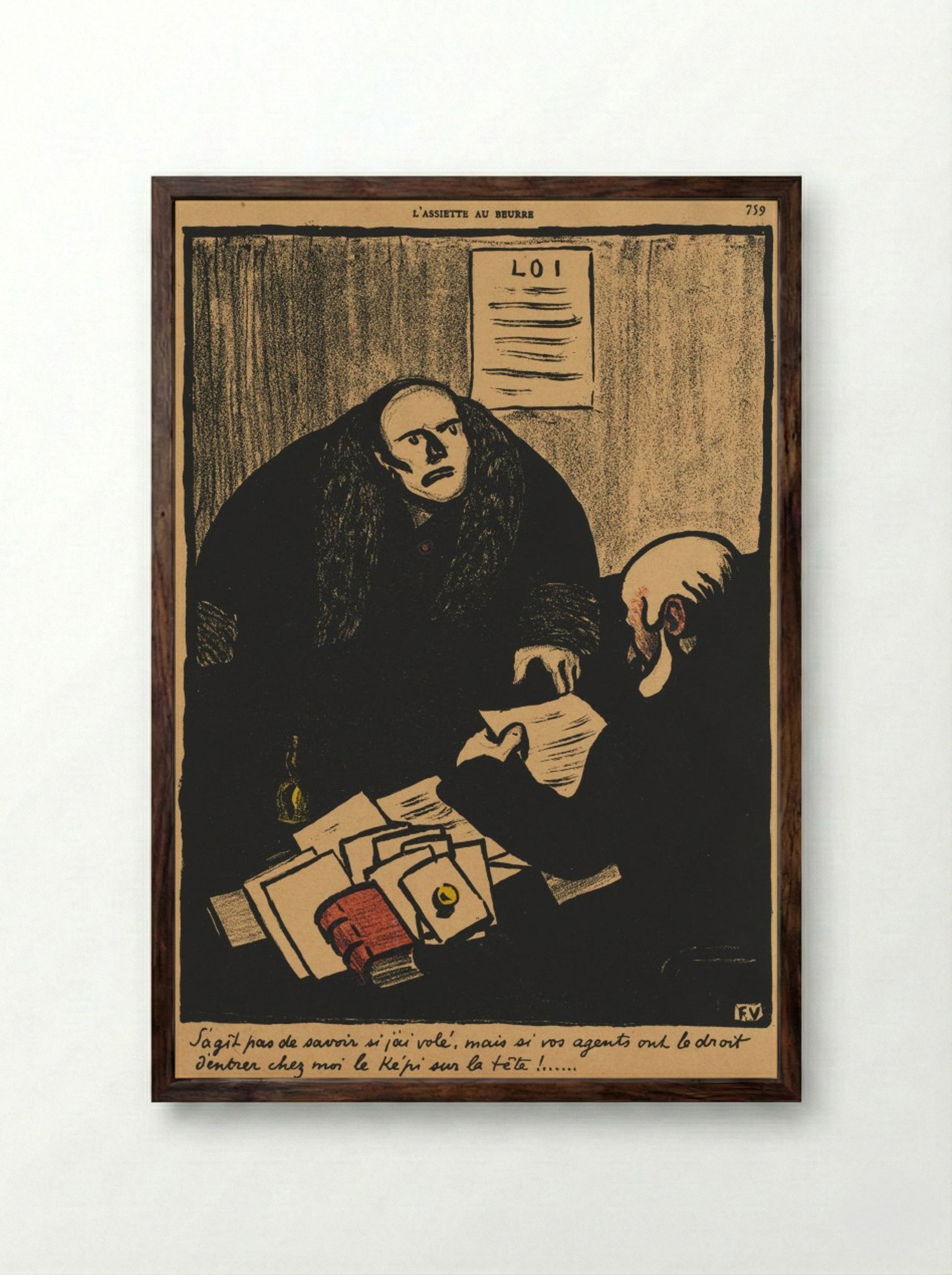 The question is, not whether... - Félix Vallotton - Framed Print Dark Wood