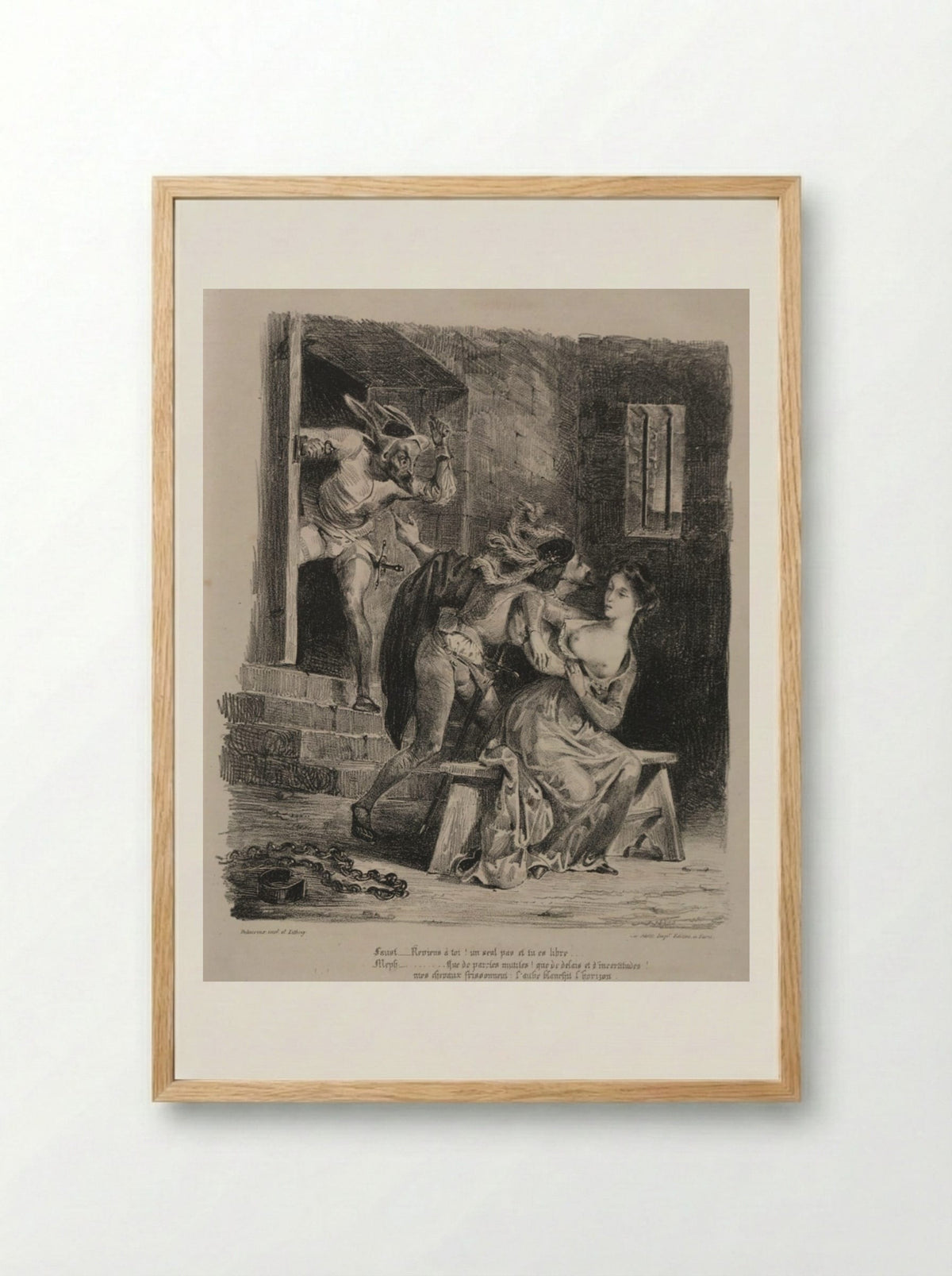 Faust in the Prison of Marguerite - Eugène Delacroix - Framed Print Wood