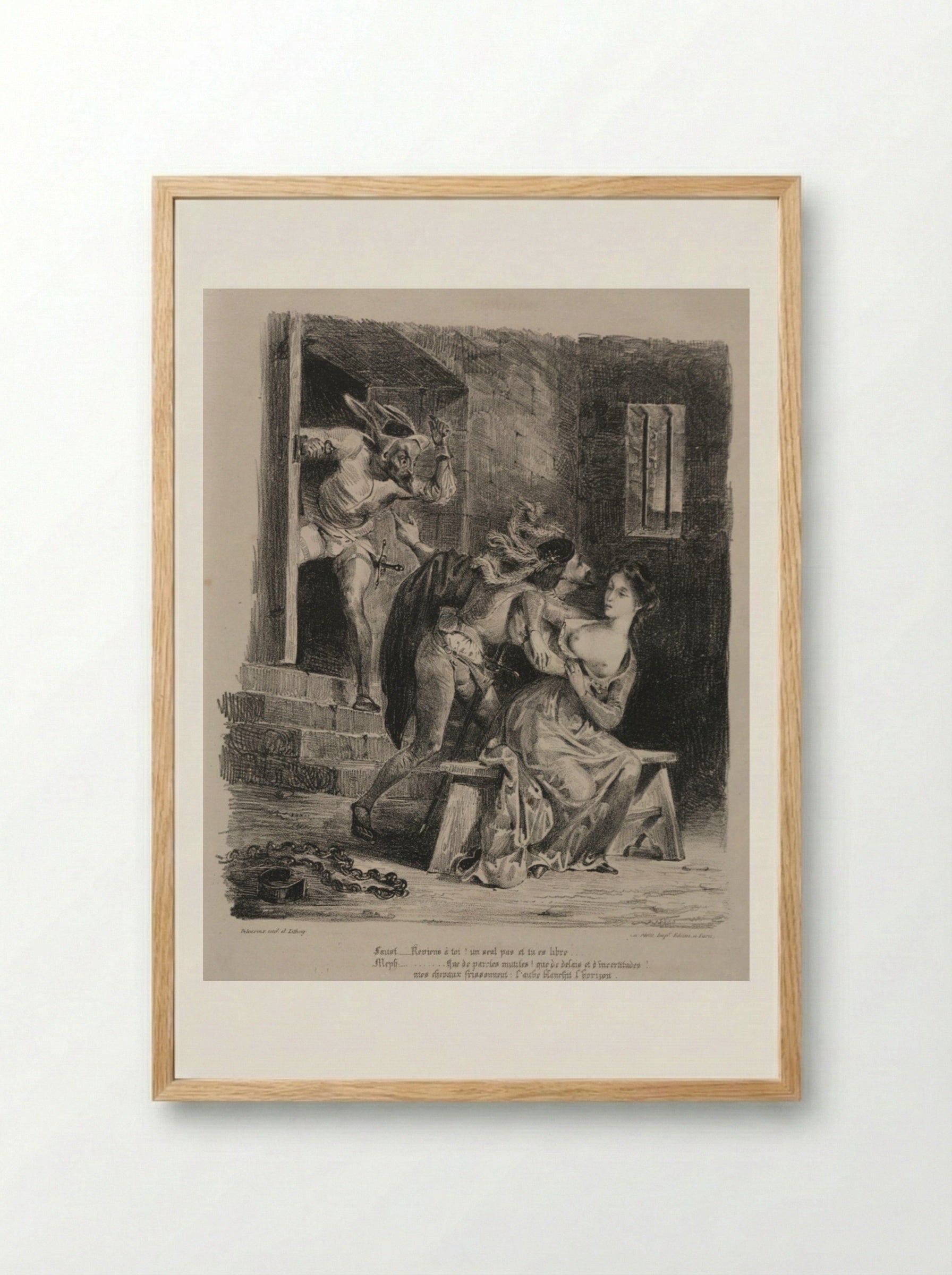 Faust in the Prison of Marguerite - Eugène Delacroix - Framed Print Wood