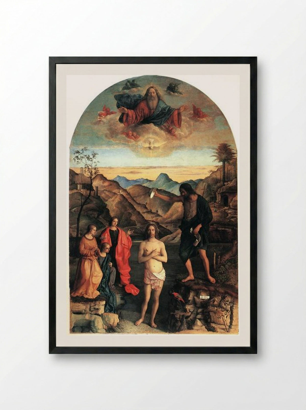 Baptism of Christ - Giovanni Bellini - Framed Print Black