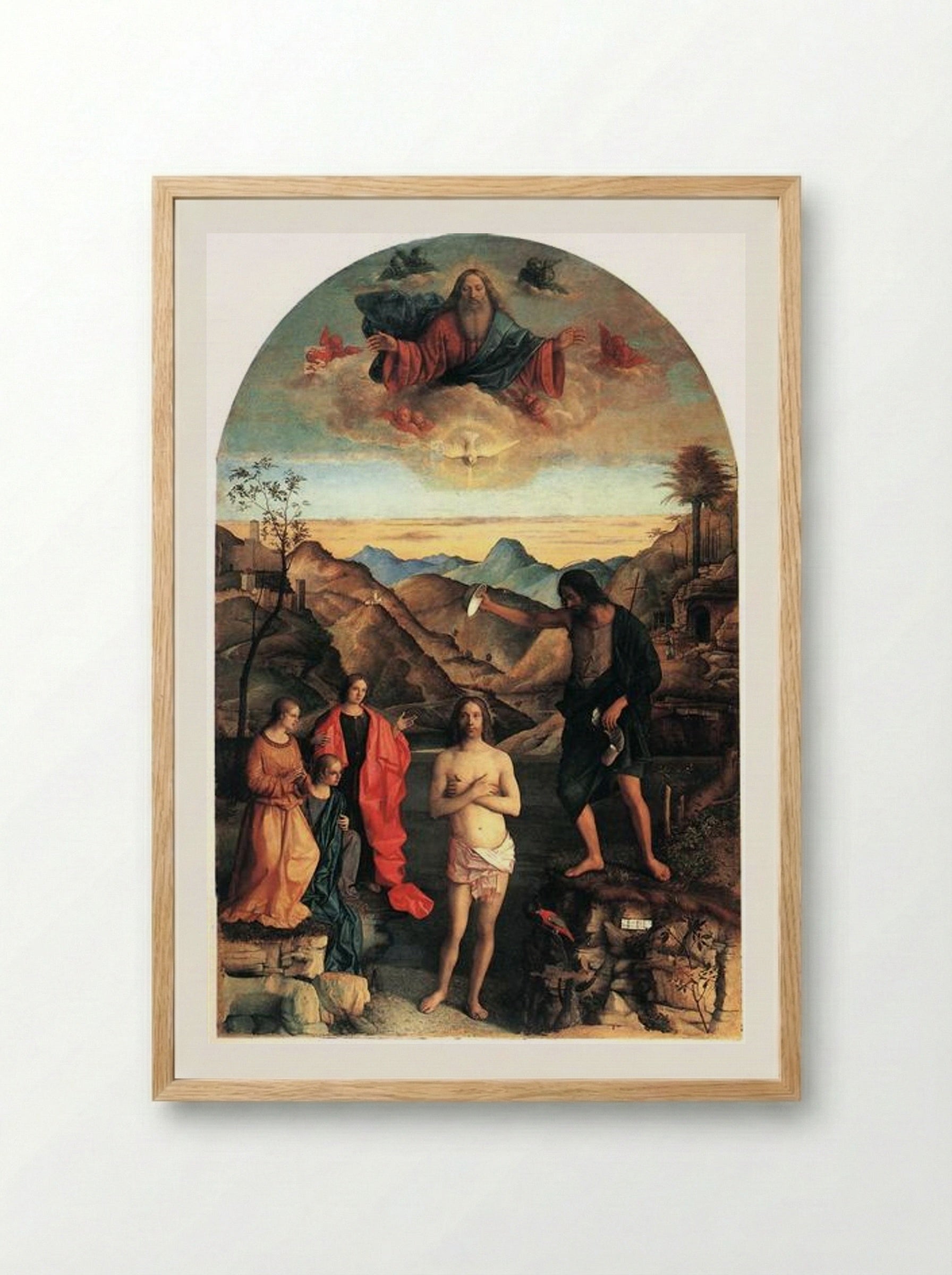 Baptism of Christ - Giovanni Bellini - Framed Print Wood