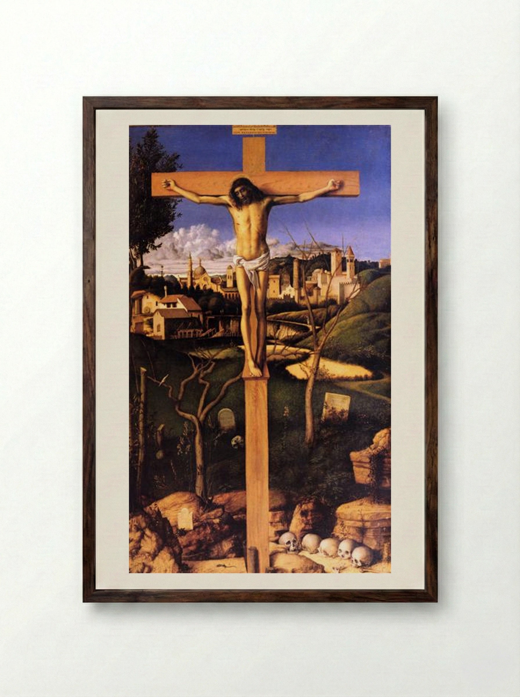 The Crucifixion - Giovanni Bellini - Framed Print Dark Wood