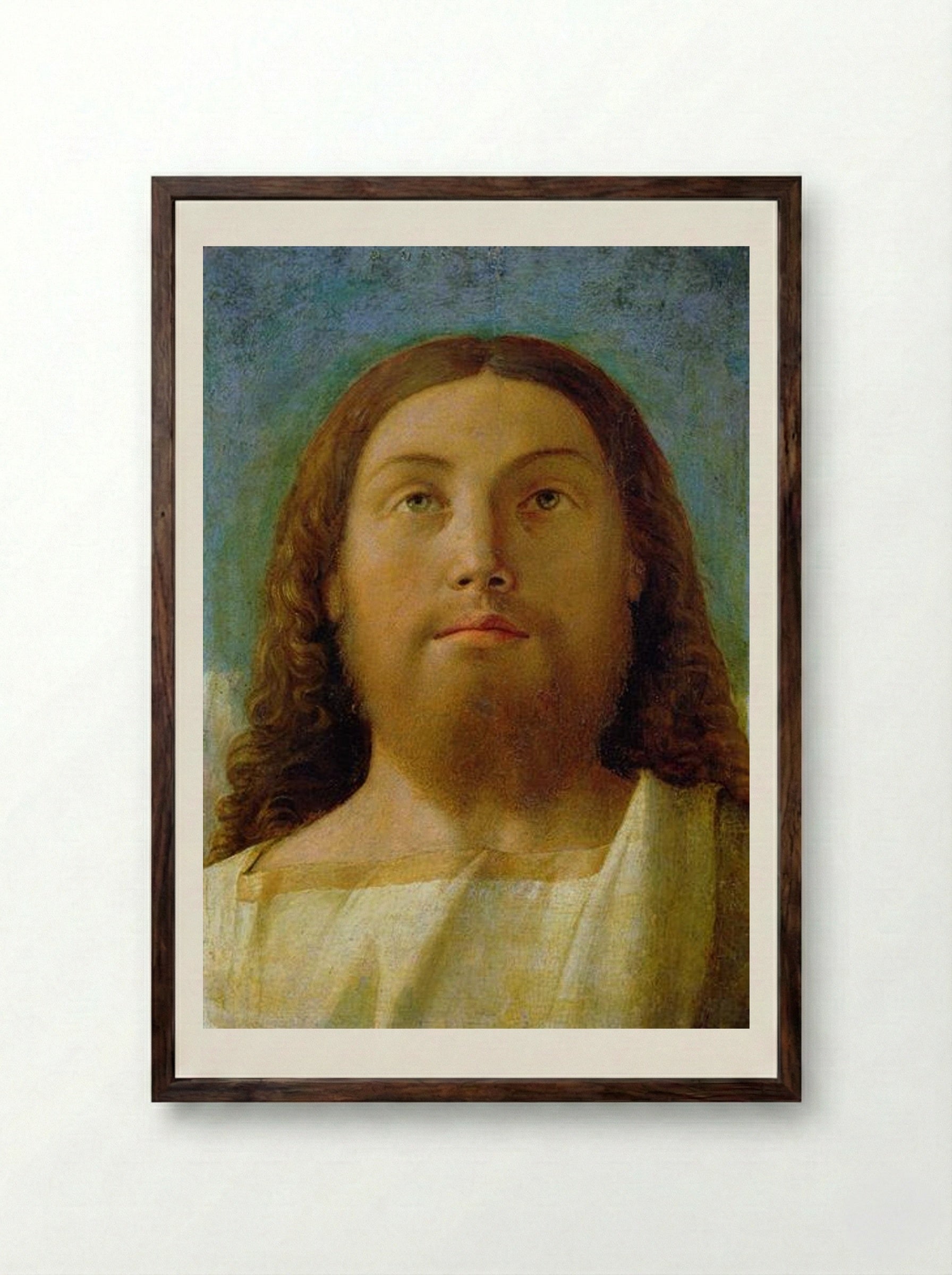 The Redeemer - Giovanni Bellini - Framed Print Dark Wood