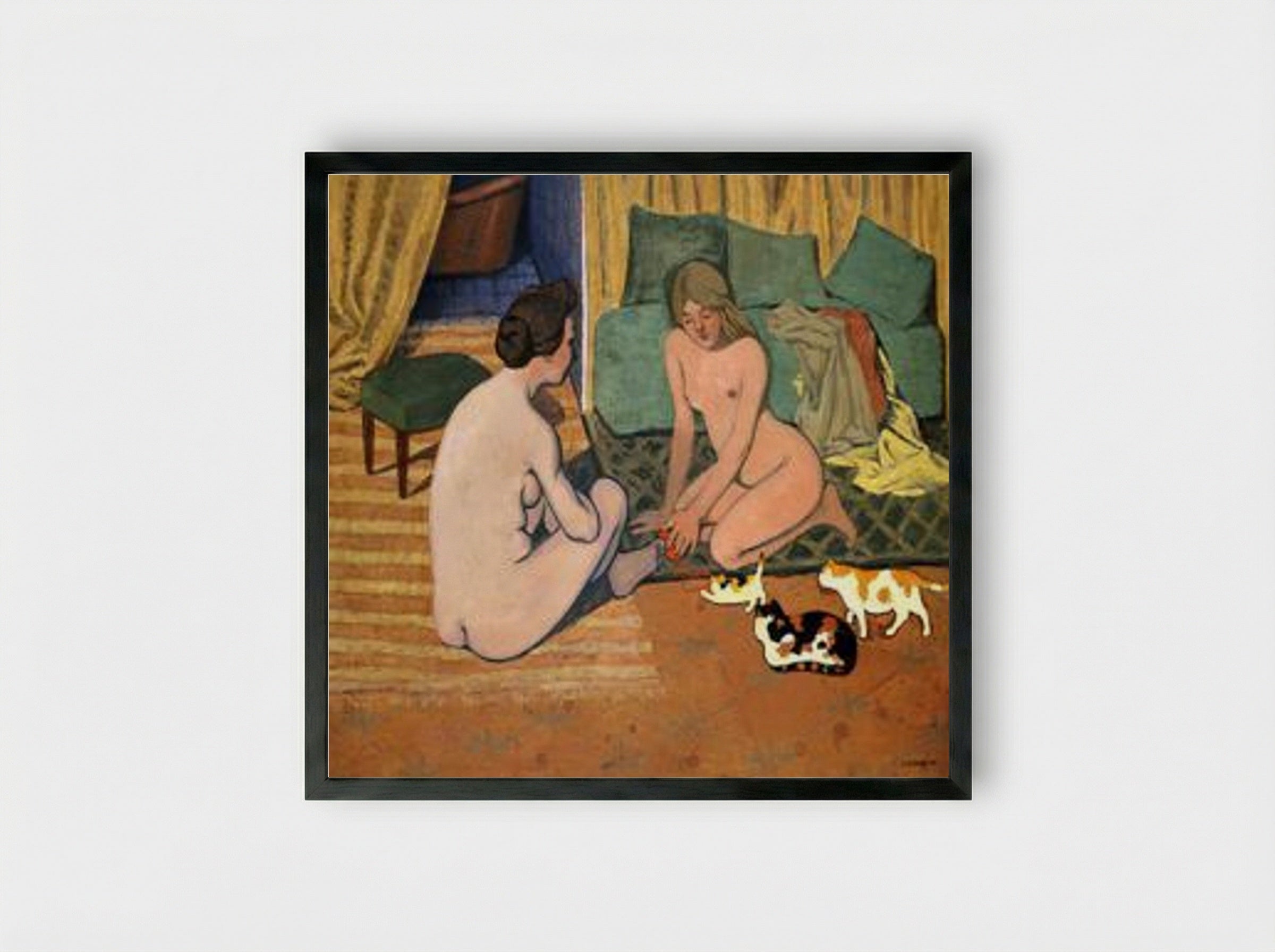 Femme et chat - Félix Vallotton - Framed Print Black