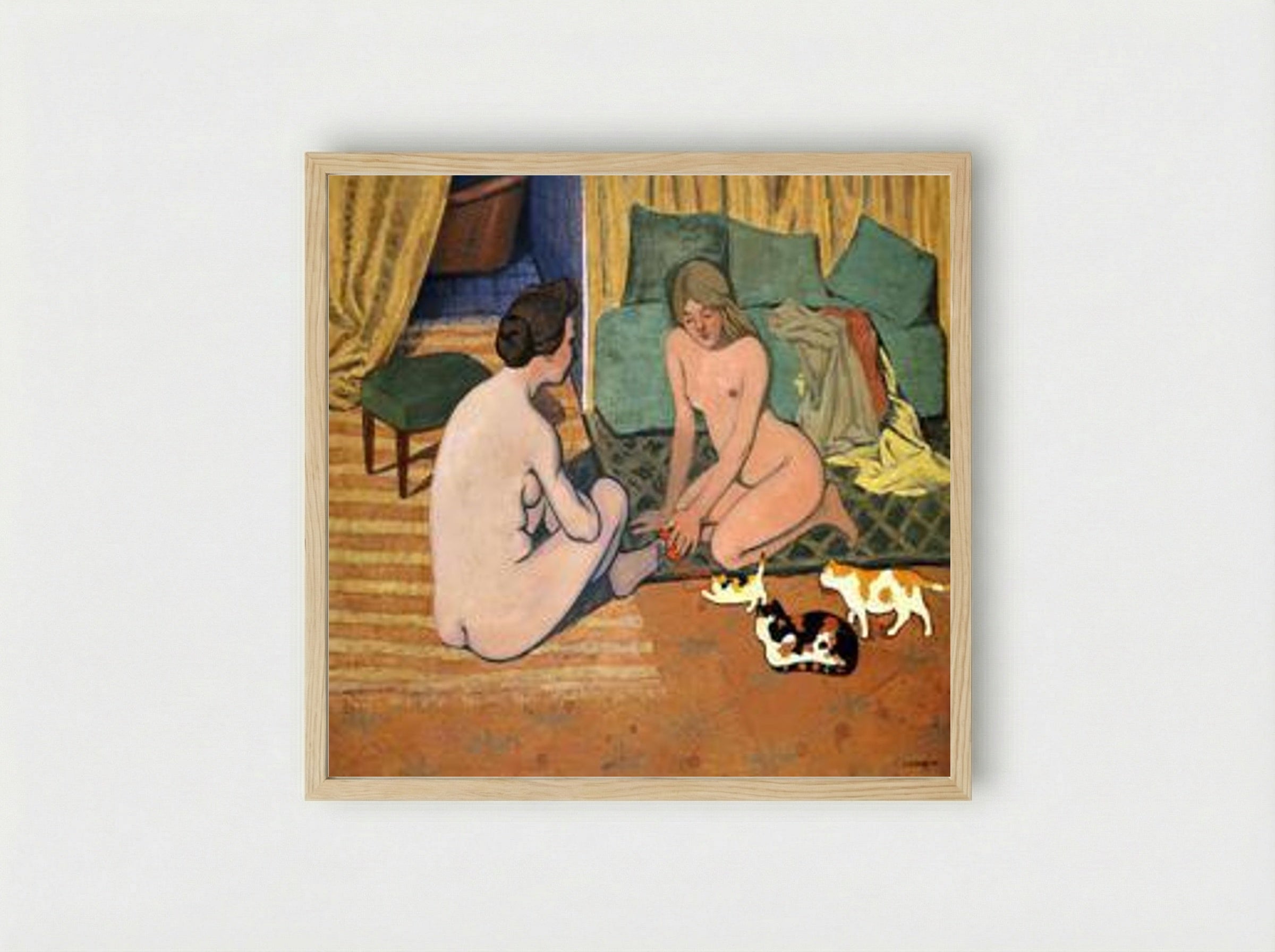 Femme et chat - Félix Vallotton - Framed Print Wood