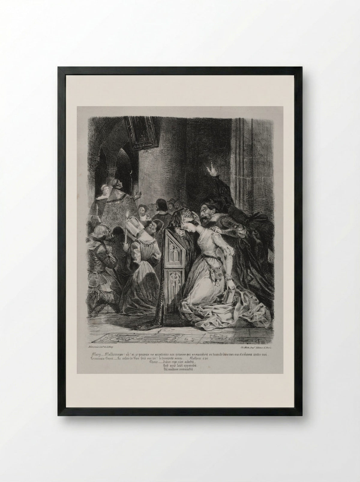 Marguerite at Church (from Faust) - Eugène Delacroix - Framed Print Black