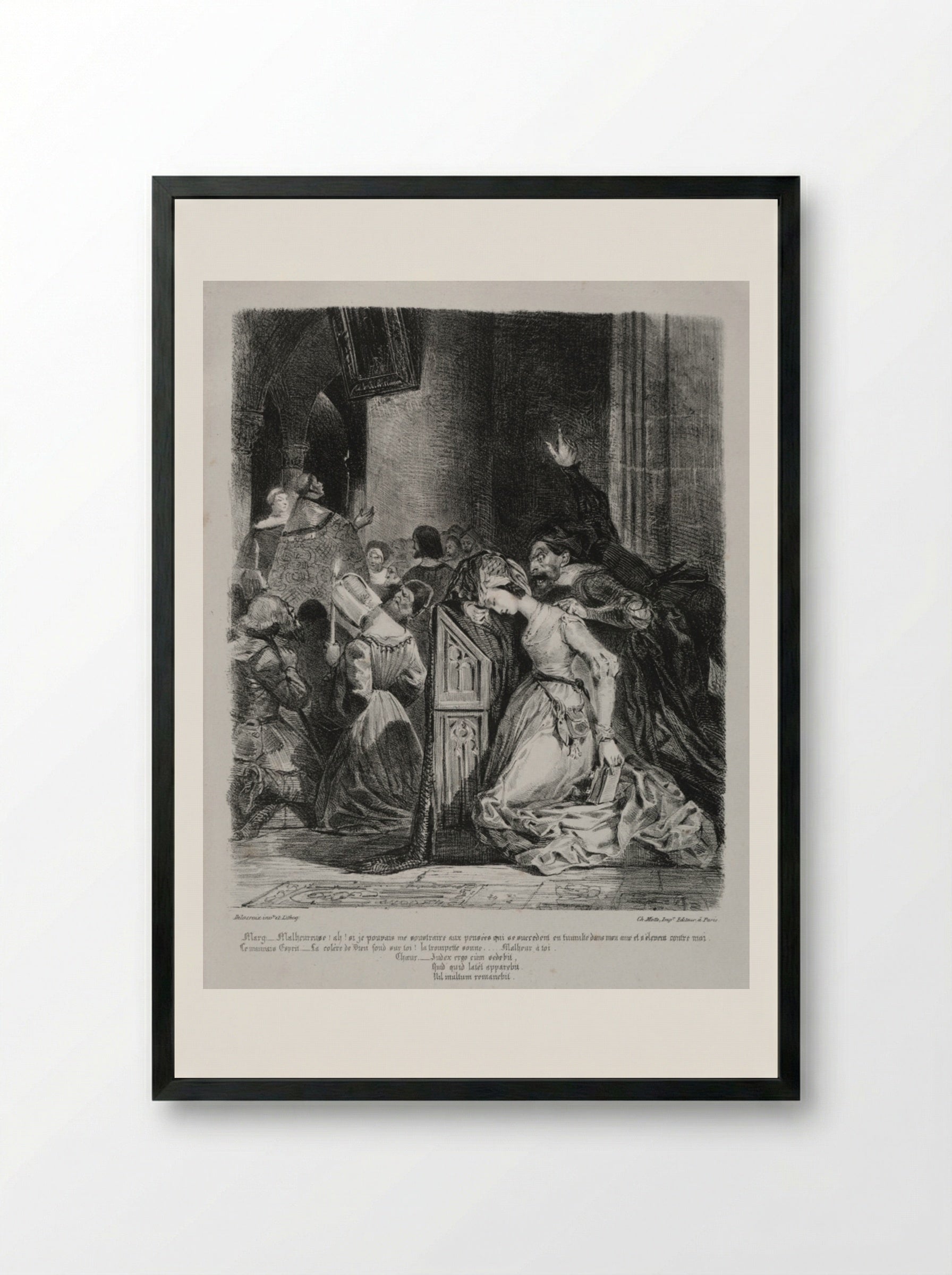 Marguerite at Church (from Faust) - Eugène Delacroix - Framed Print Black