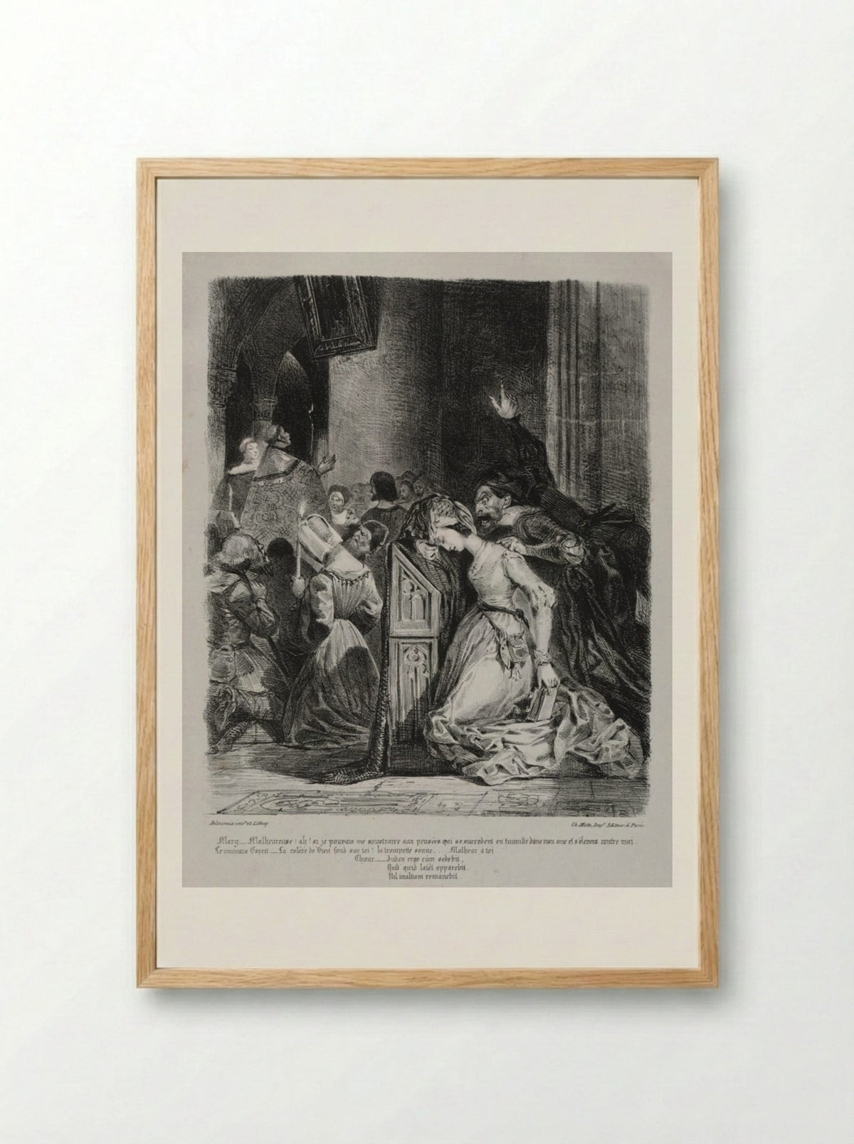 Marguerite at Church (from Faust) - Eugène Delacroix - Framed Print Wood
