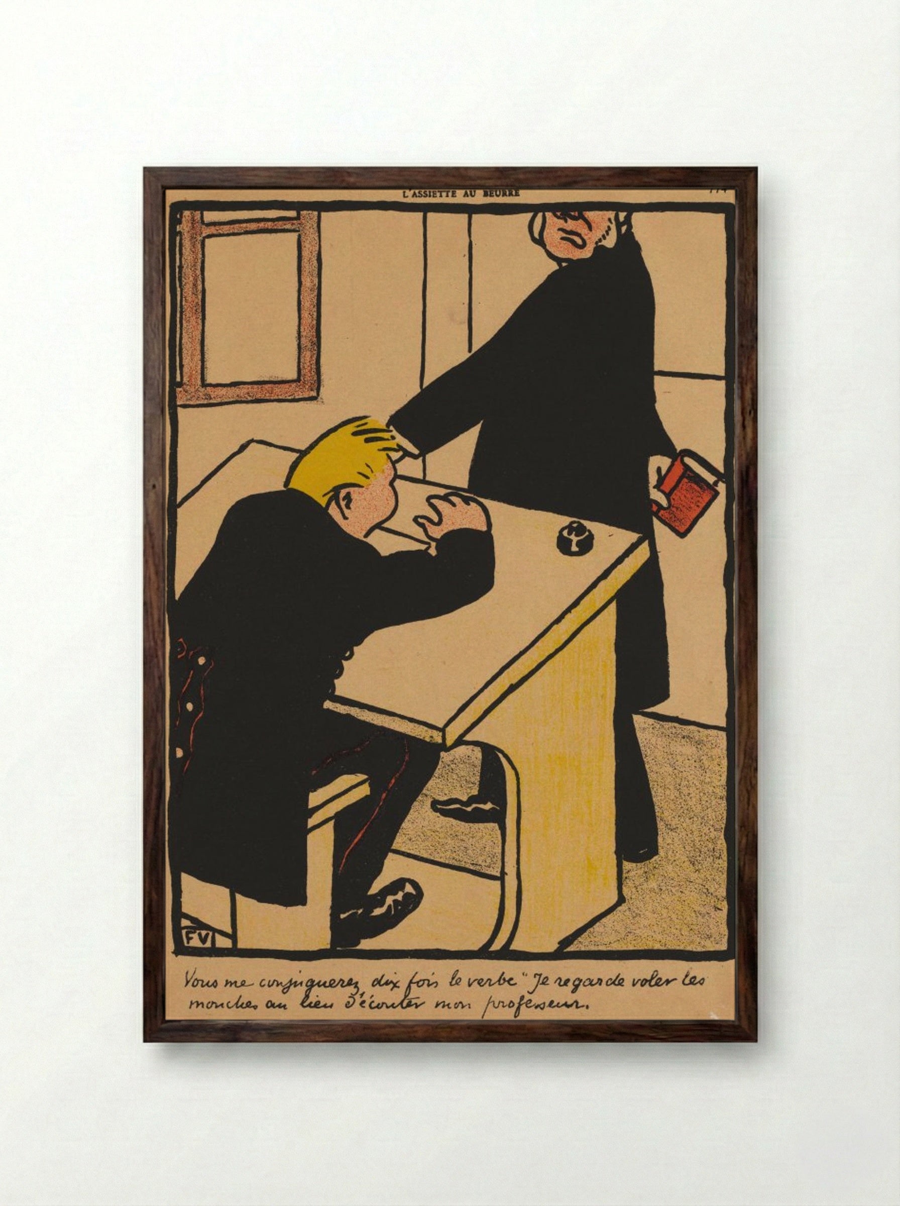 You shall conjugate... - Félix Vallotton - Framed Print Dark Wood