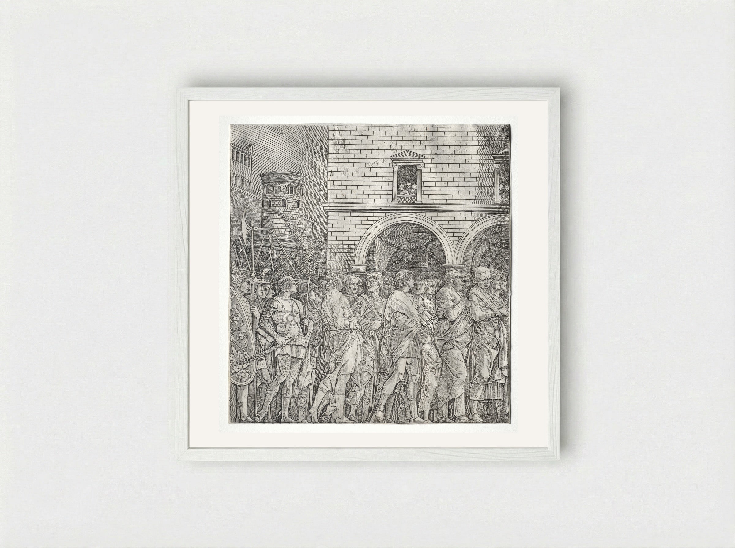 Triumph of Caesar: The Senators - Andrea Mantegna - Framed Print White