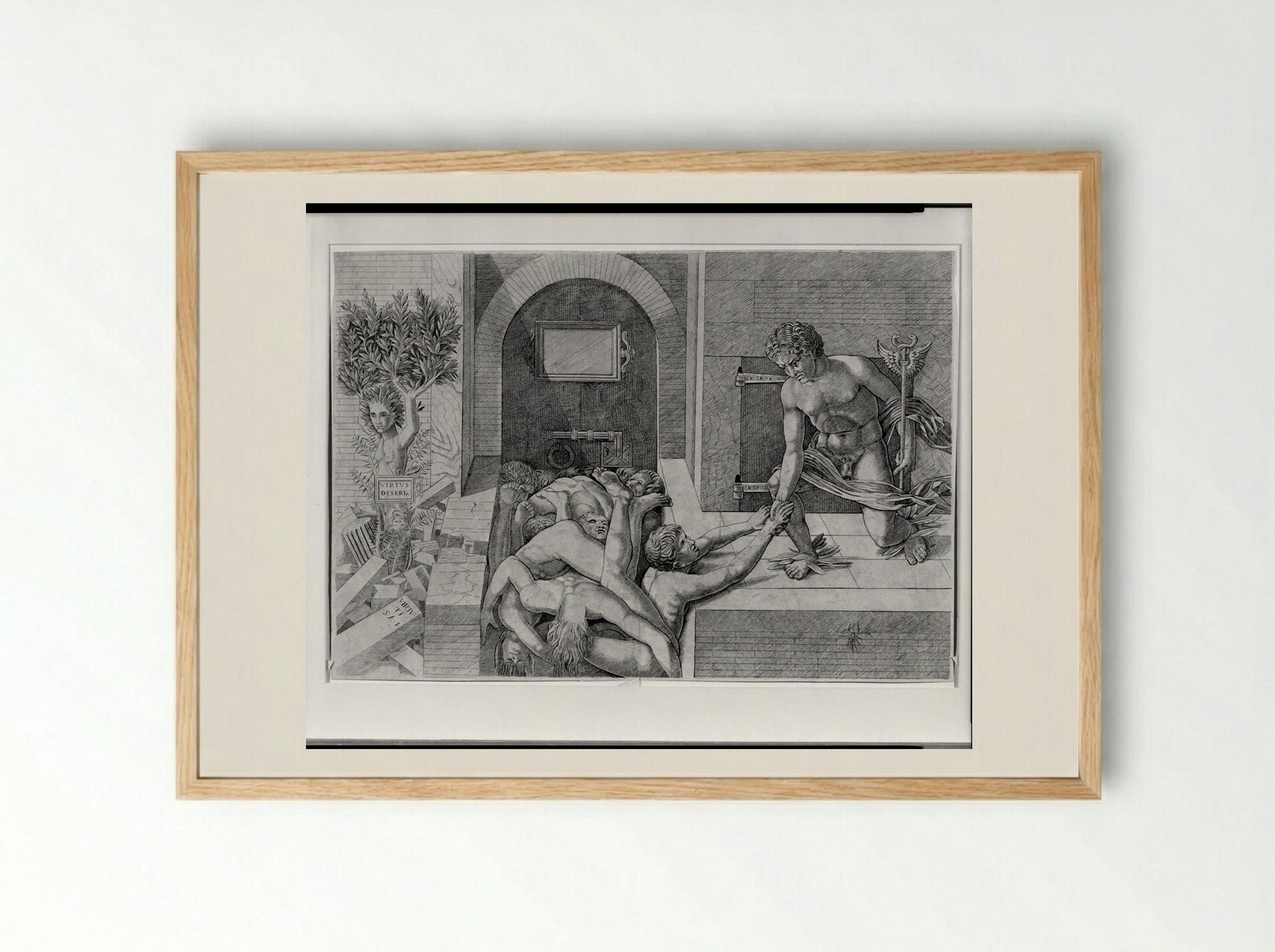 Ignorance and Mercury: An Allegory of Virtue and Vice (Lower Half) - Andrea Mantegna - Framed Print Wood