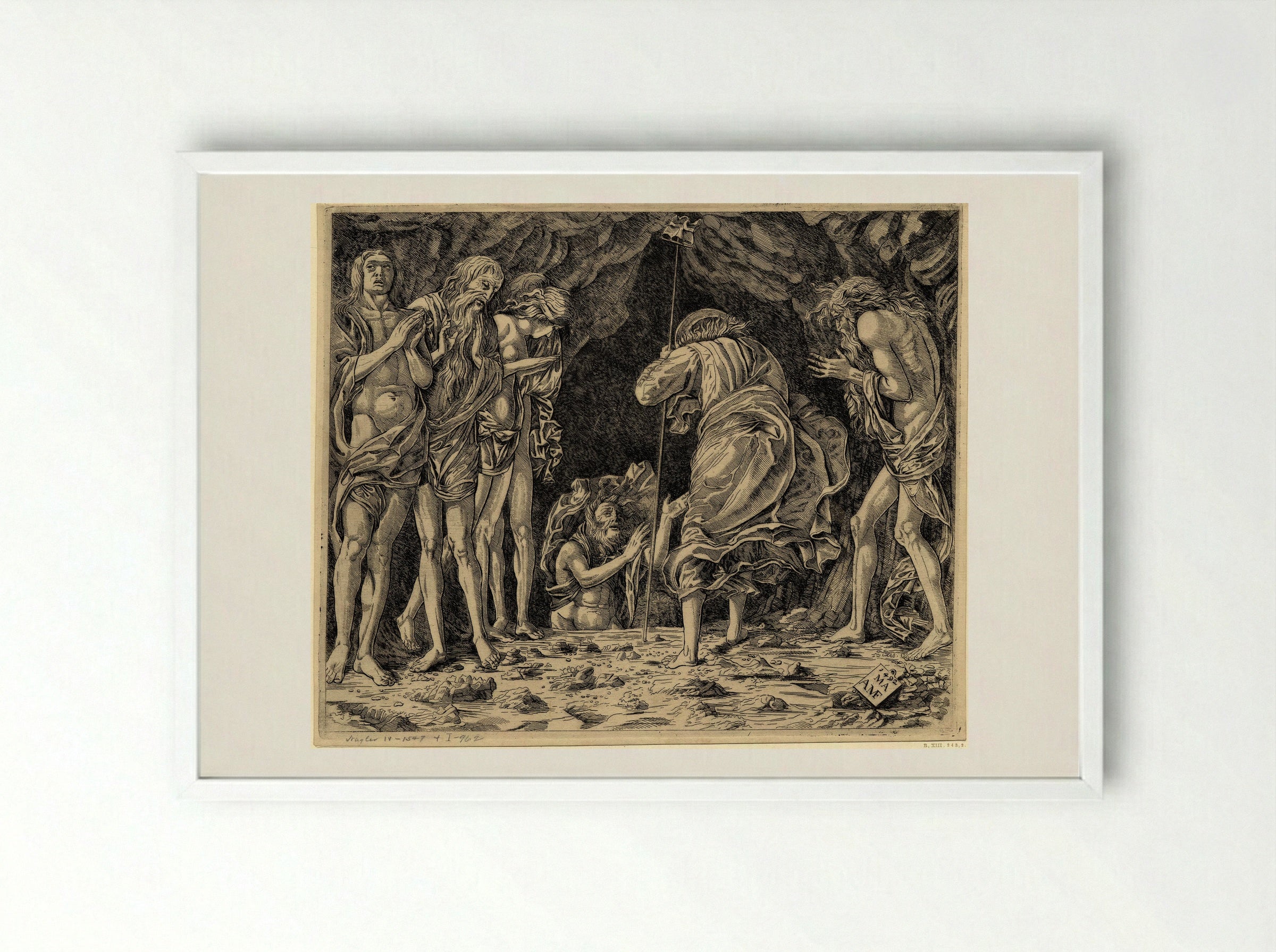 The Descent to Hell - Andrea Mantegna - Framed Print White