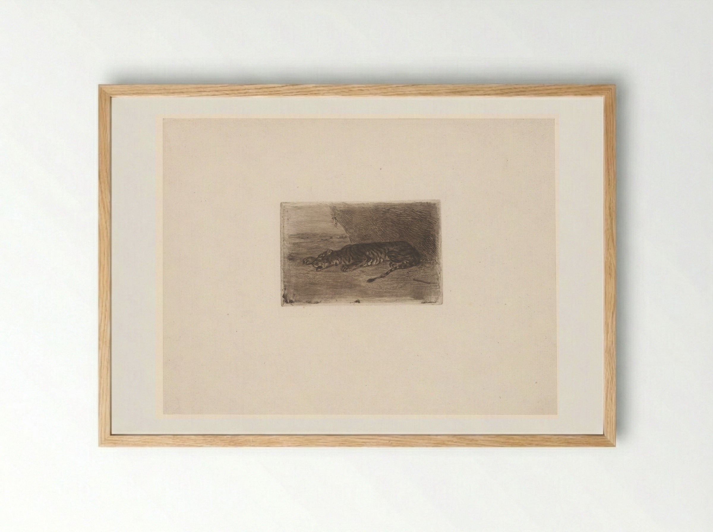 Sleeping Tiger - Eugène Delacroix - Framed Print Wood