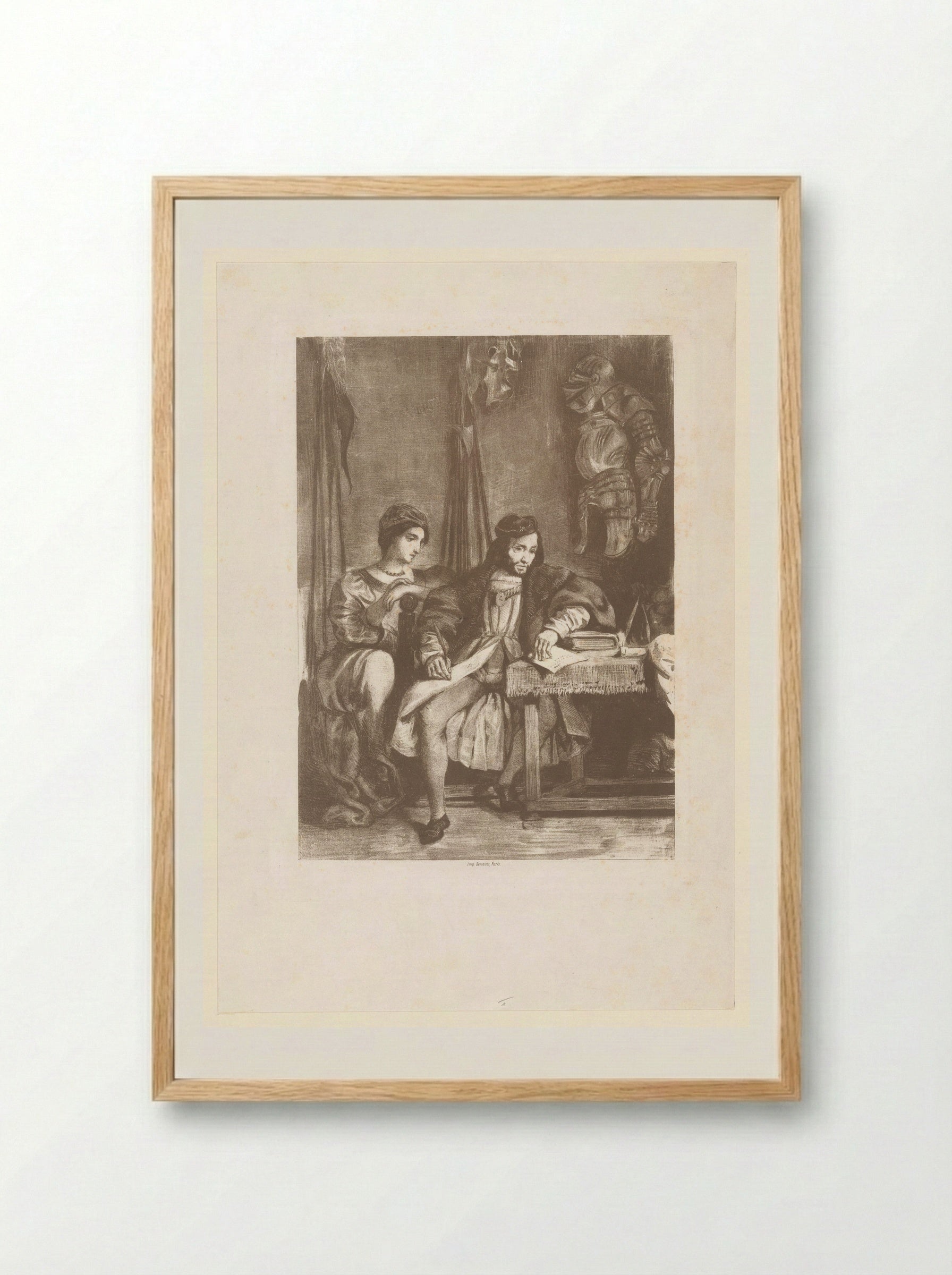 Götz von Berlichingen Writing His Memoirs - Eugène Delacroix - Framed Print Wood
