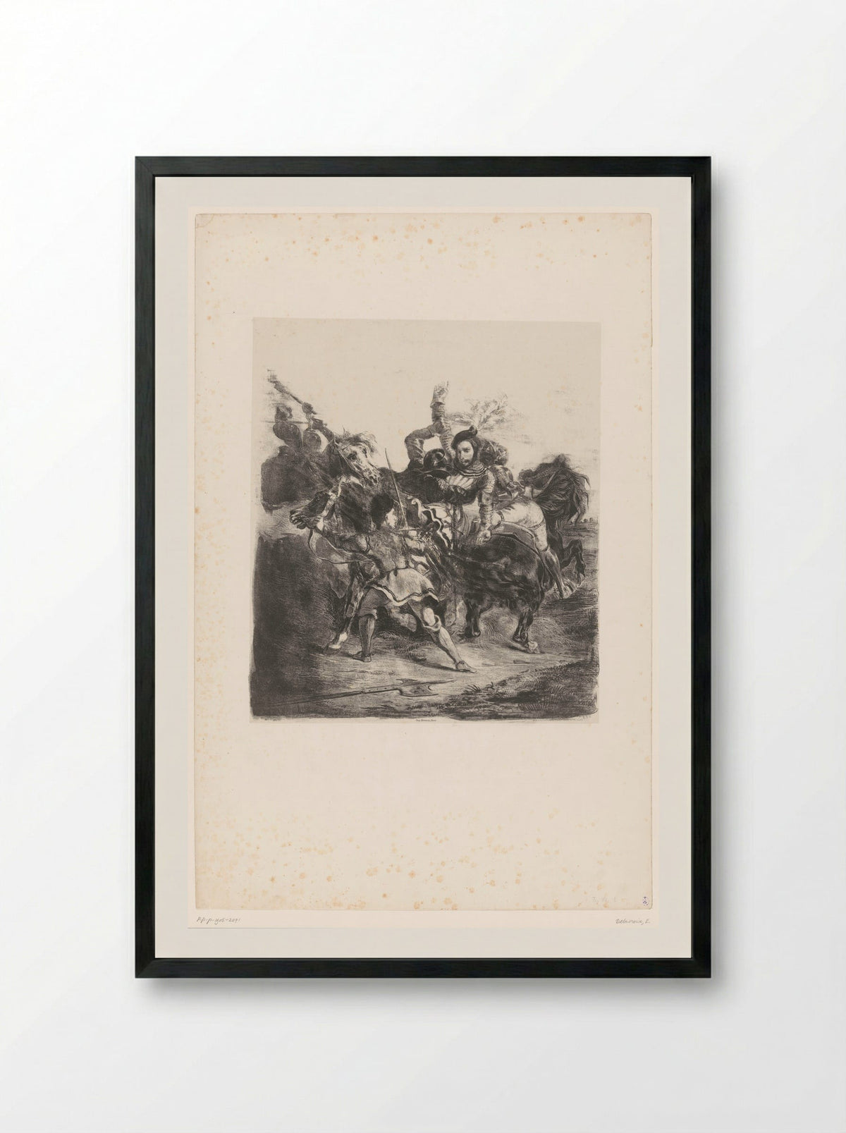 Weislingen Captured by the Men of Götz - Eugène Delacroix - Framed Print Black