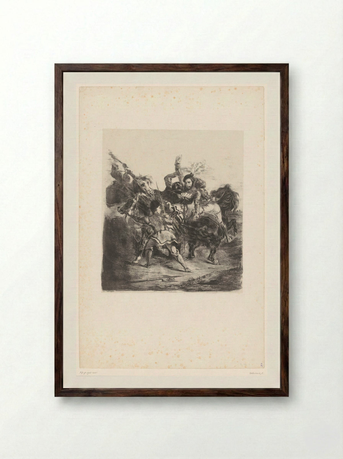 Weislingen Captured by the Men of Götz - Eugène Delacroix - Framed Print Dark Wood