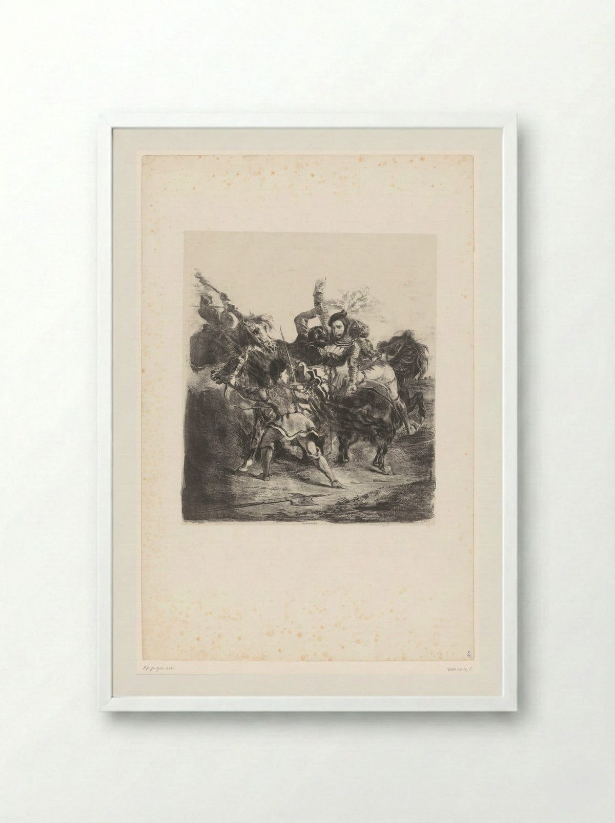 Weislingen Captured by the Men of Götz - Eugène Delacroix - Framed Print White
