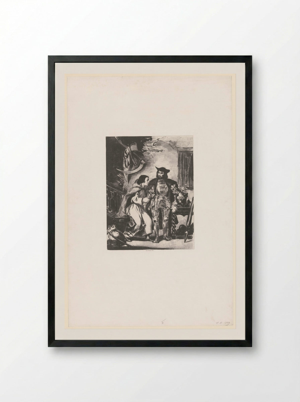 Brother Martin Fitting Götz with his Iron Hand - Eugène Delacroix - Framed Print Black