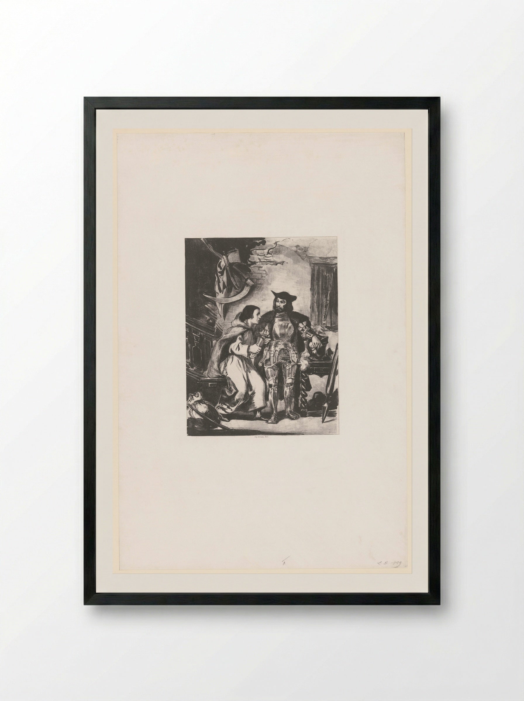 Brother Martin Fitting Götz with his Iron Hand - Eugène Delacroix - Framed Print Black