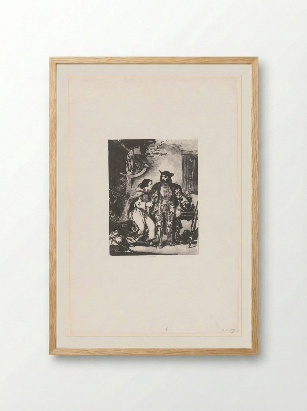Brother Martin Fitting Götz with his Iron Hand - Eugène Delacroix - Framed Print Wood