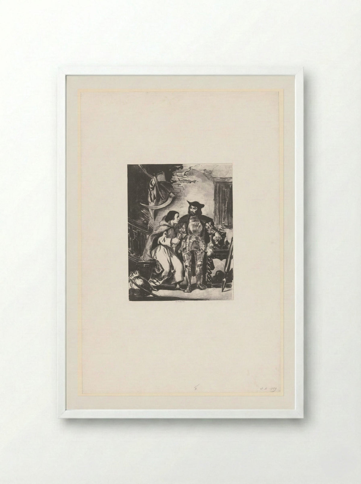 Brother Martin Fitting Götz with his Iron Hand - Eugène Delacroix - Framed Print White