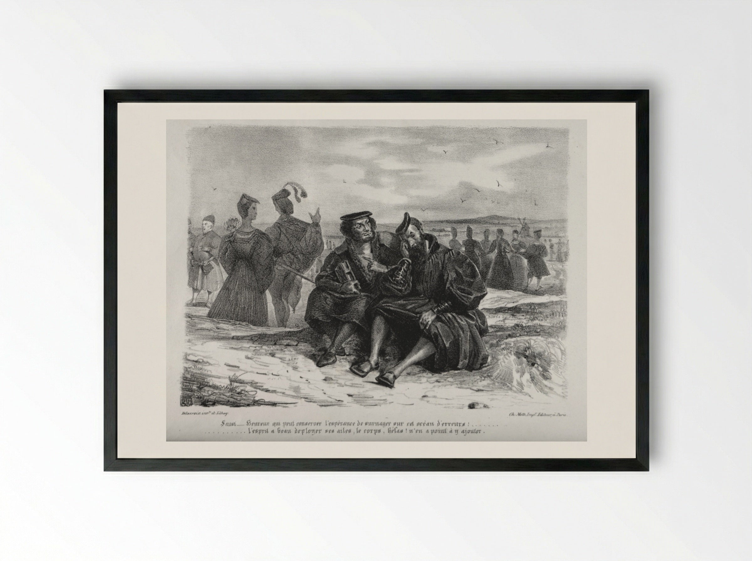 Faust and Wagner - Eugène Delacroix - Framed Print Black