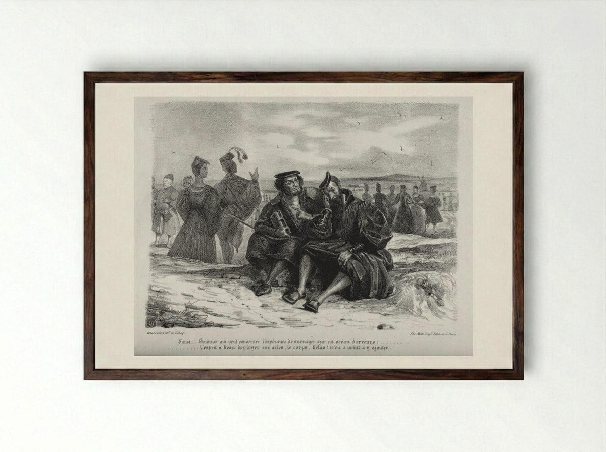 Faust and Wagner - Eugène Delacroix - Framed Print Dark Wood