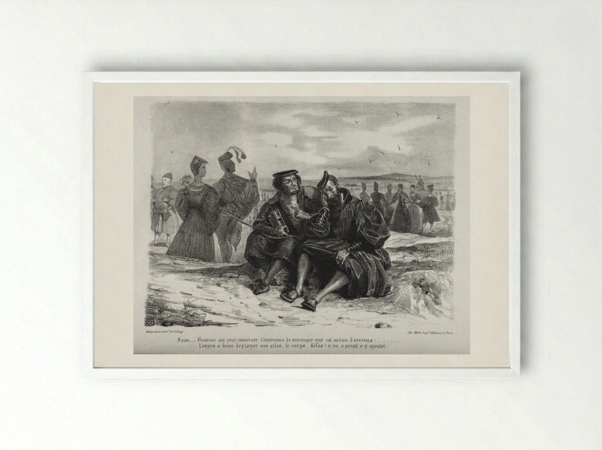 Faust and Wagner - Eugène Delacroix - Framed Print White