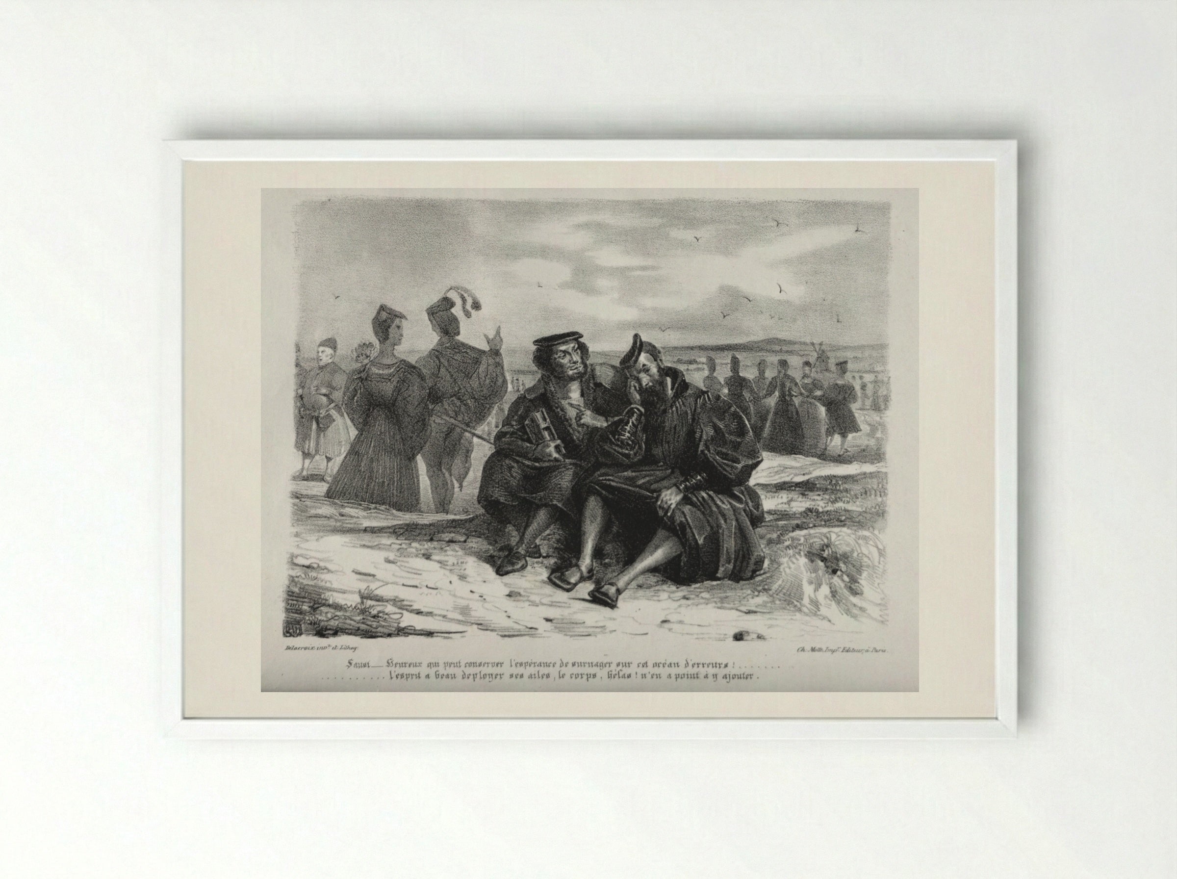 Faust and Wagner - Eugène Delacroix - Framed Print White