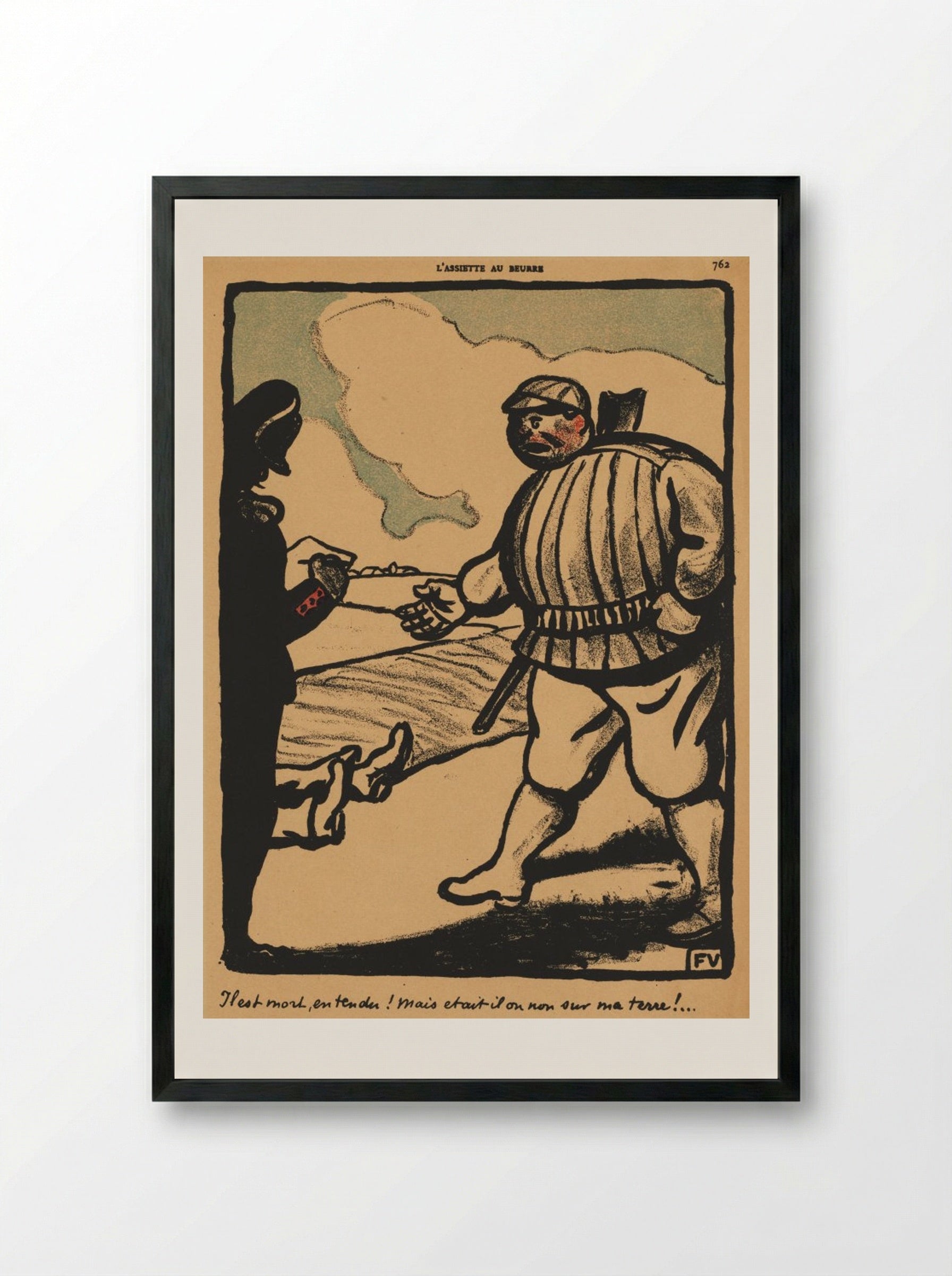 All right, so he's dead!... - Félix Vallotton - Framed Print Black
