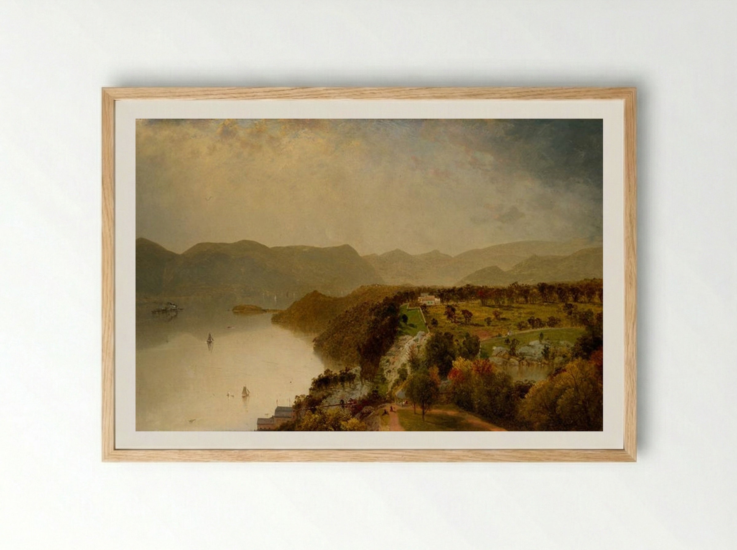 View from Cozzen's Hotel near West Point, N.Y. - John Frederick Kensett - Framed Print Wood