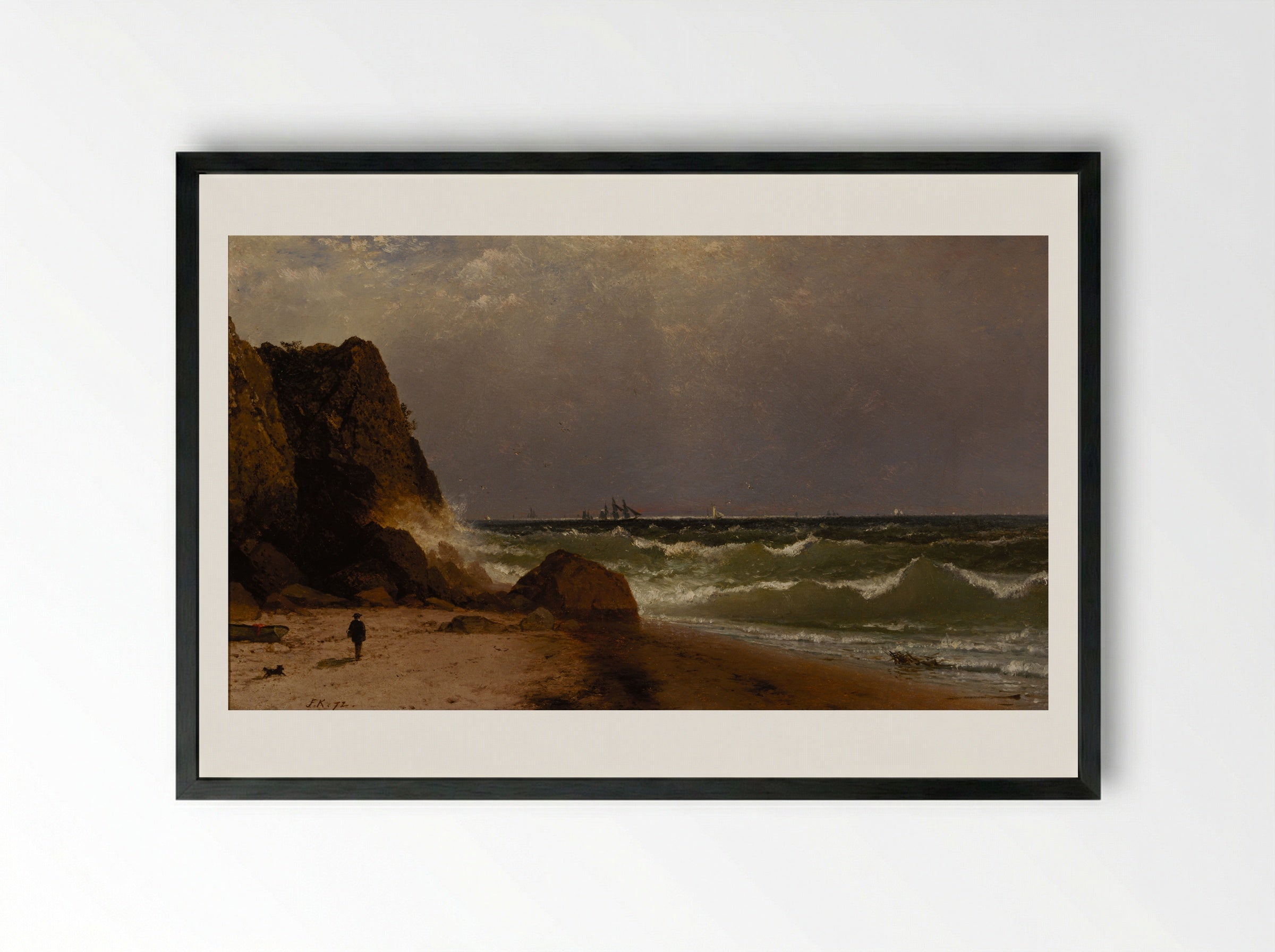 Near Newport, Rhode Island - John Frederick Kensett - Framed Print Black