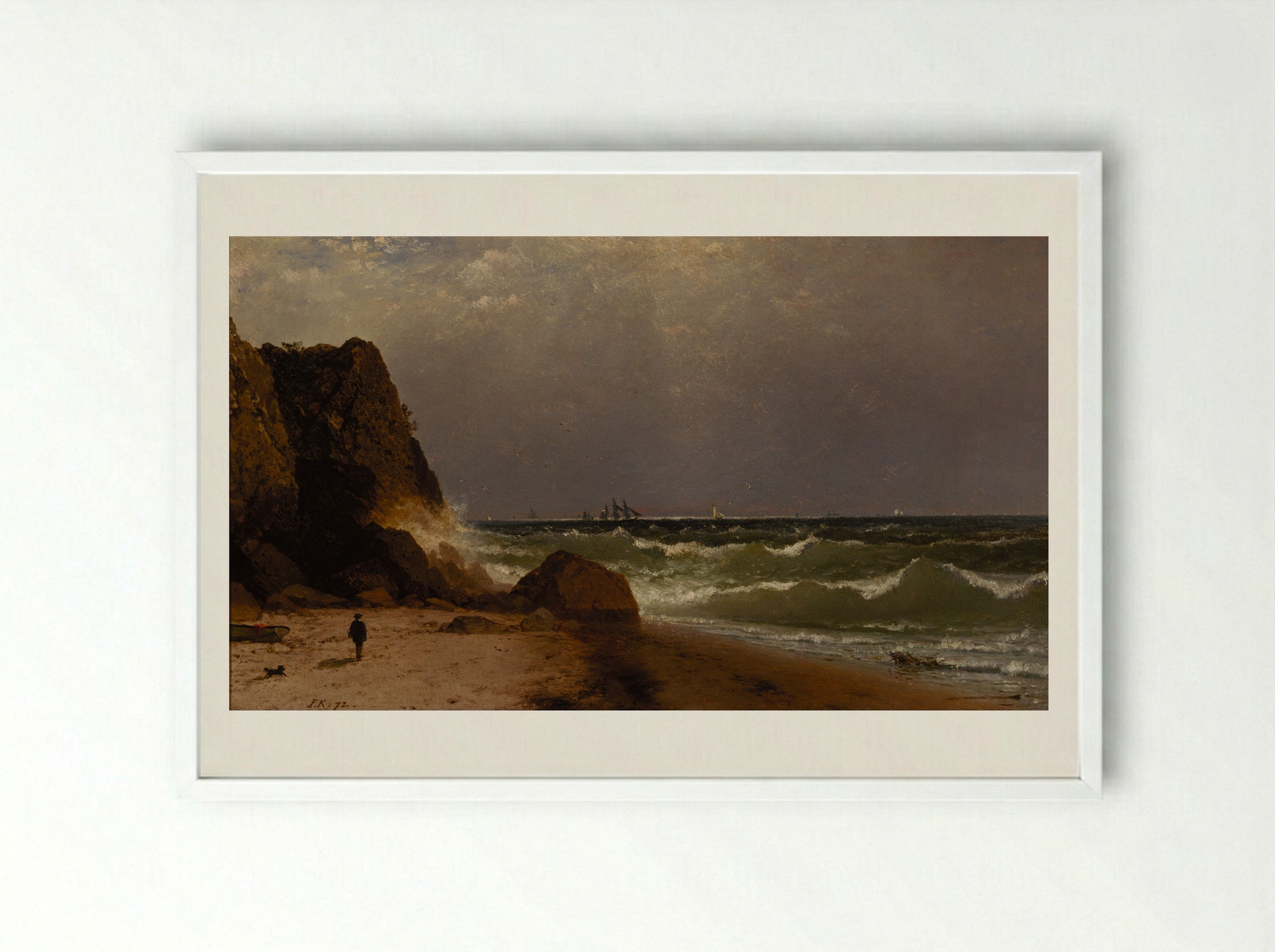 Near Newport, Rhode Island - John Frederick Kensett - Framed Print White