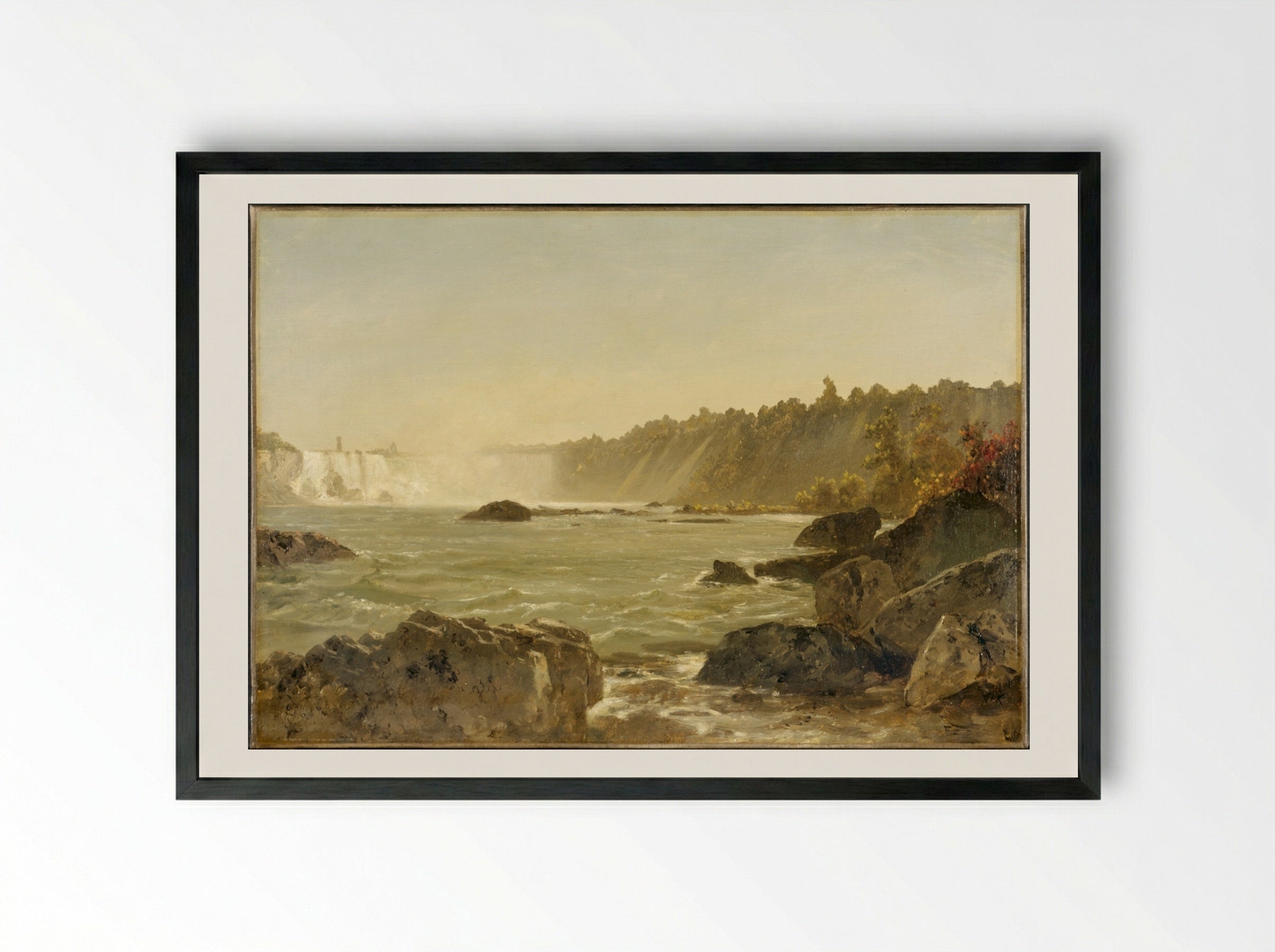 View of Niagara Falls - John Frederick Kensett - Framed Print Black