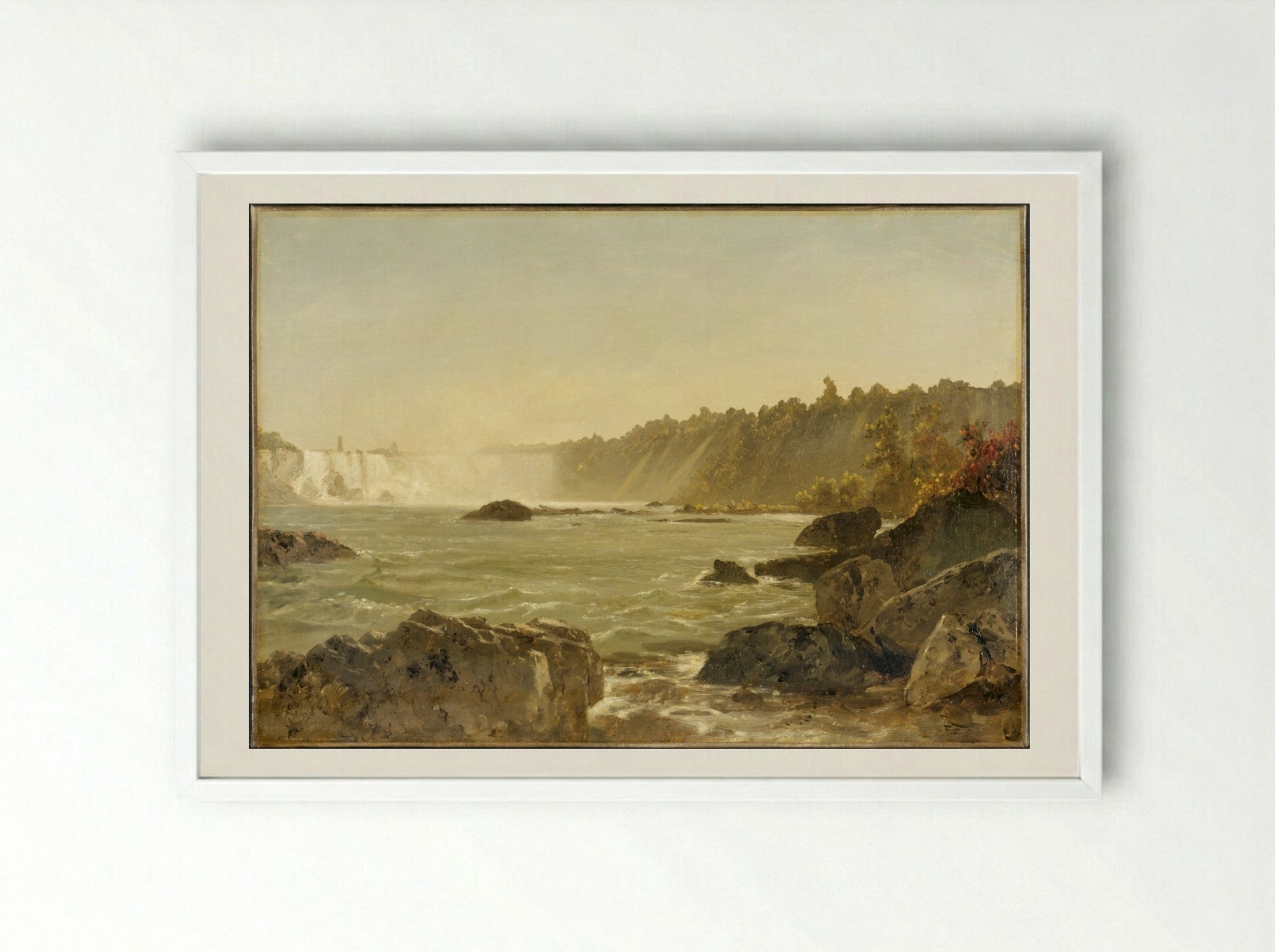 View of Niagara Falls - John Frederick Kensett - Framed Print White